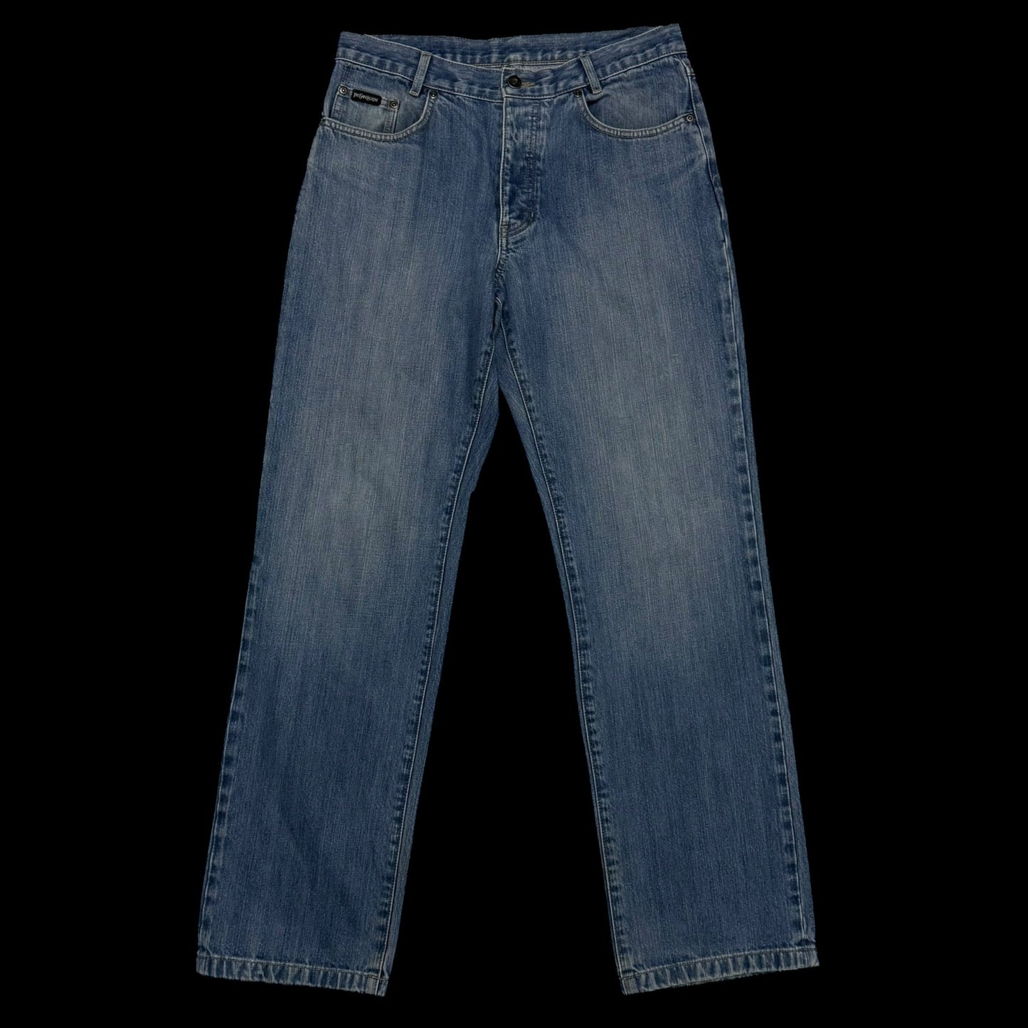 Yves Saint Laurent 2000s Embroidered Logo Jeans (Size 32”)