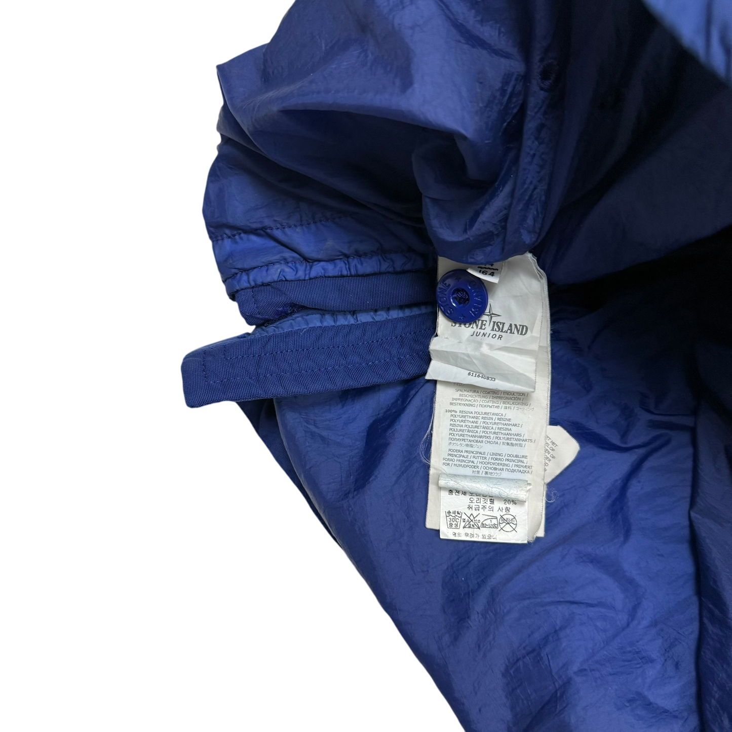 Stone Island Junior Crinkle Nylon Hooded Down Jacket Two-tone Blue (Size 14)