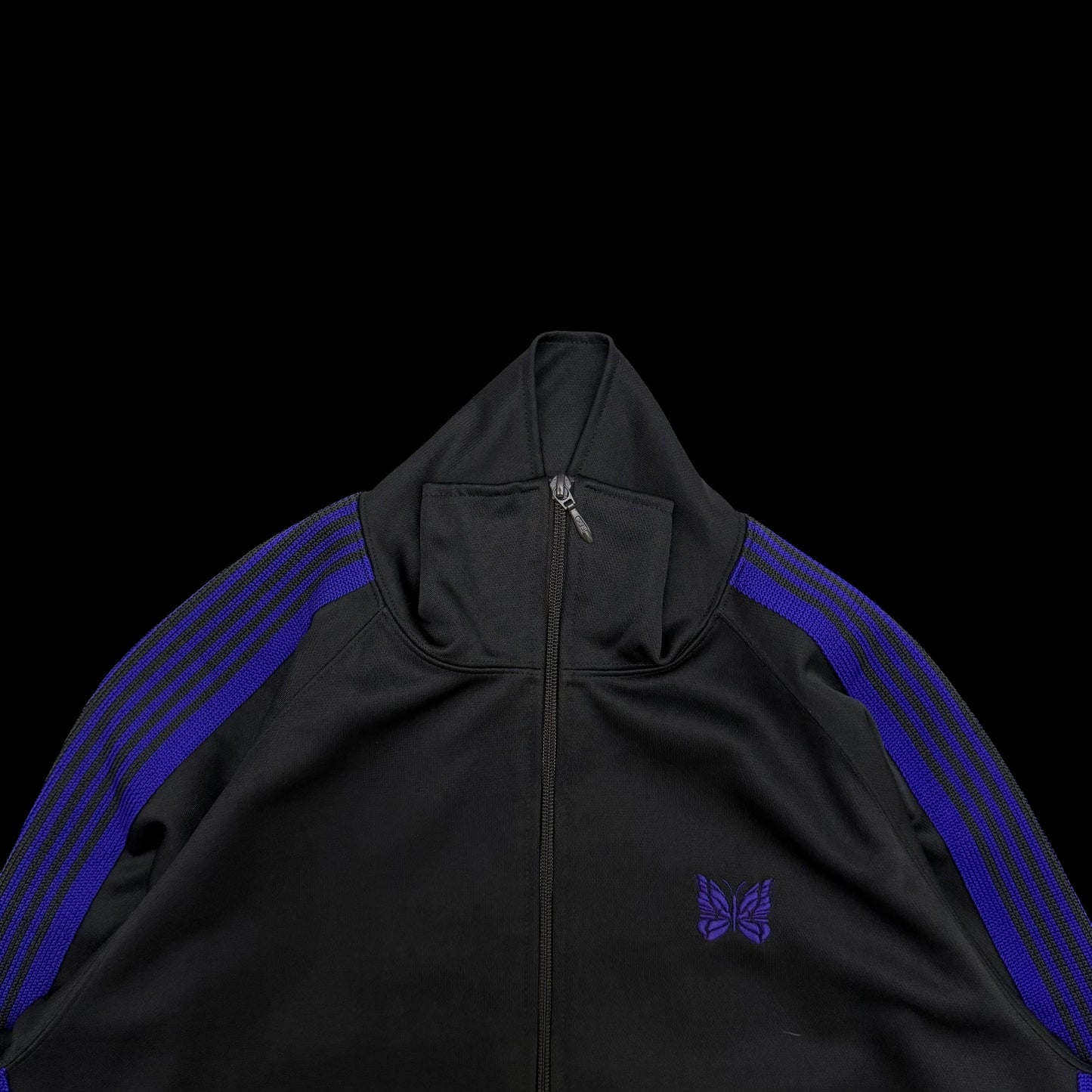 Needles Poly Smooth Track Jacket Black / Purple (Size L)