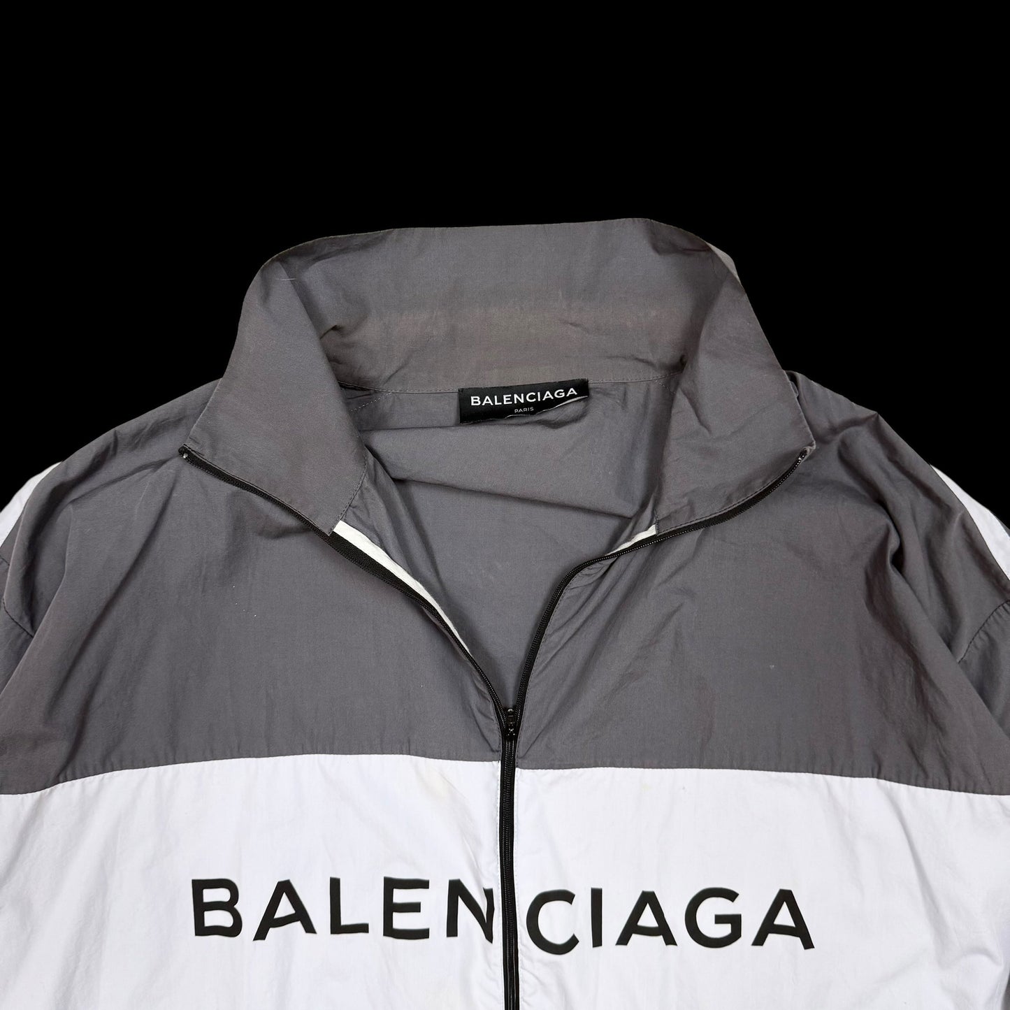 Balenciaga SS18 Logo Colour Block Track Jacket White/Navy/Grey (Fits L-XXL)