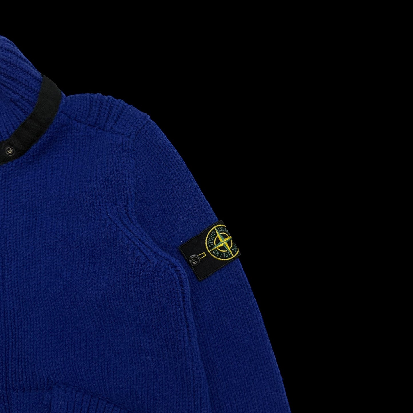 Stone Island AW12 Wool Blend Heavy Knit Zip-Up Sweatshirt Royal Blue (Size M)
