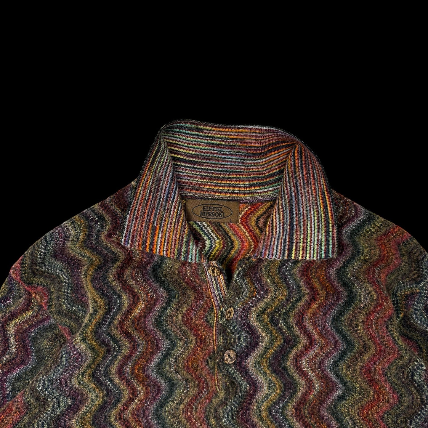 Missoni Vintage Polo Wool Knit Sweatshirt Multicolour (Size L)