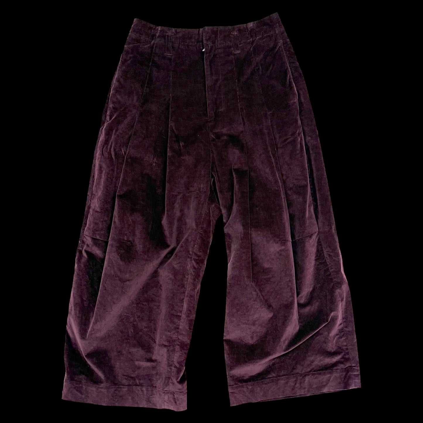 Shinya Kozuka Baggy Pleated Corduroy Pants Burgundy (Size M)