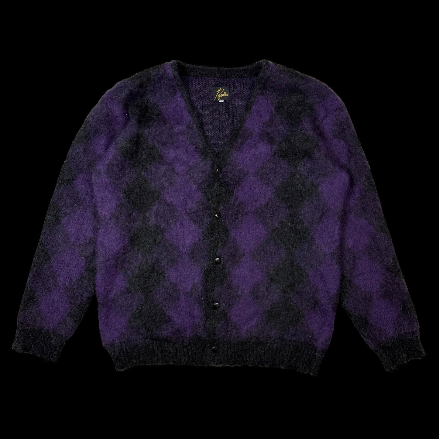 Needles AW21 Mohair Diamond Cardigan Purple / Black (Size L)