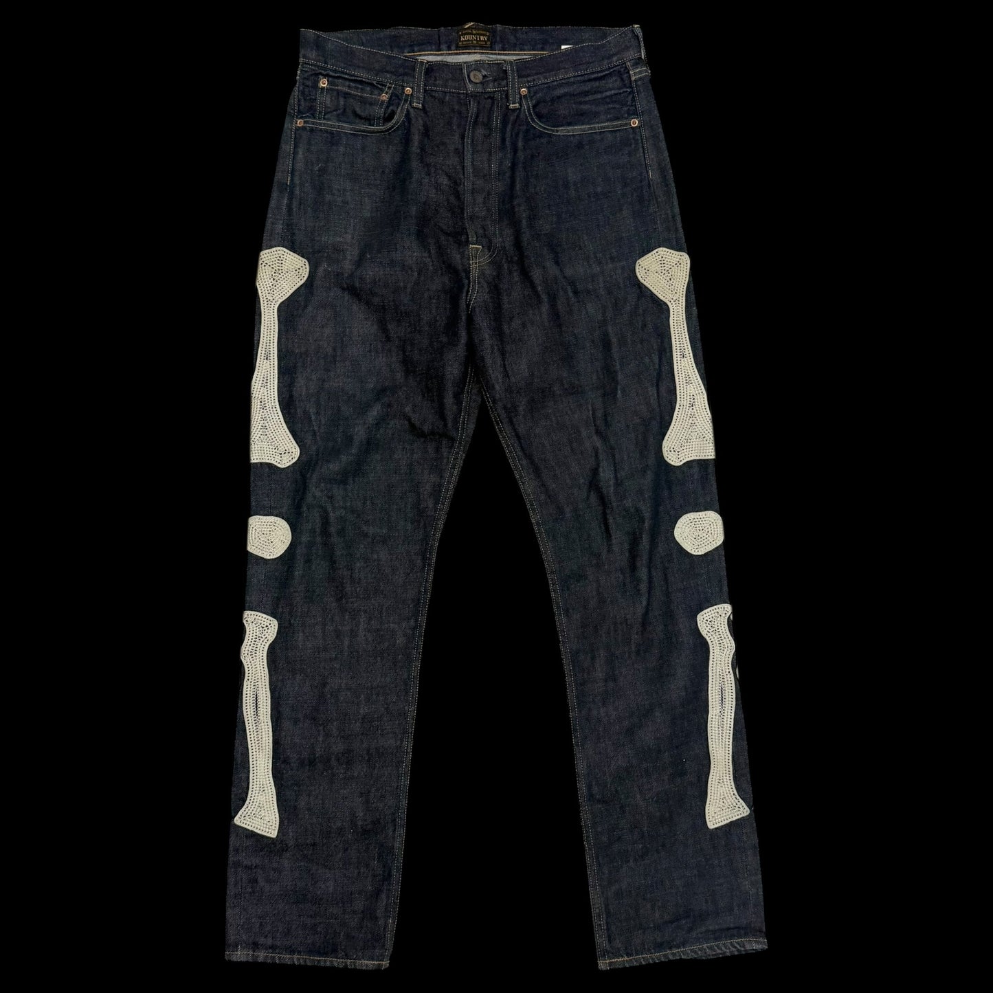 Kapital 12.5oz Bone Denim Mexican Tuxedo 5P Okagilly Jeans (Size 32”)