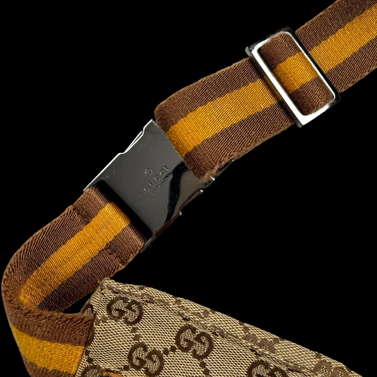Gucci GG Canvas Web Double Pocket Belt Bag Brown/Orange