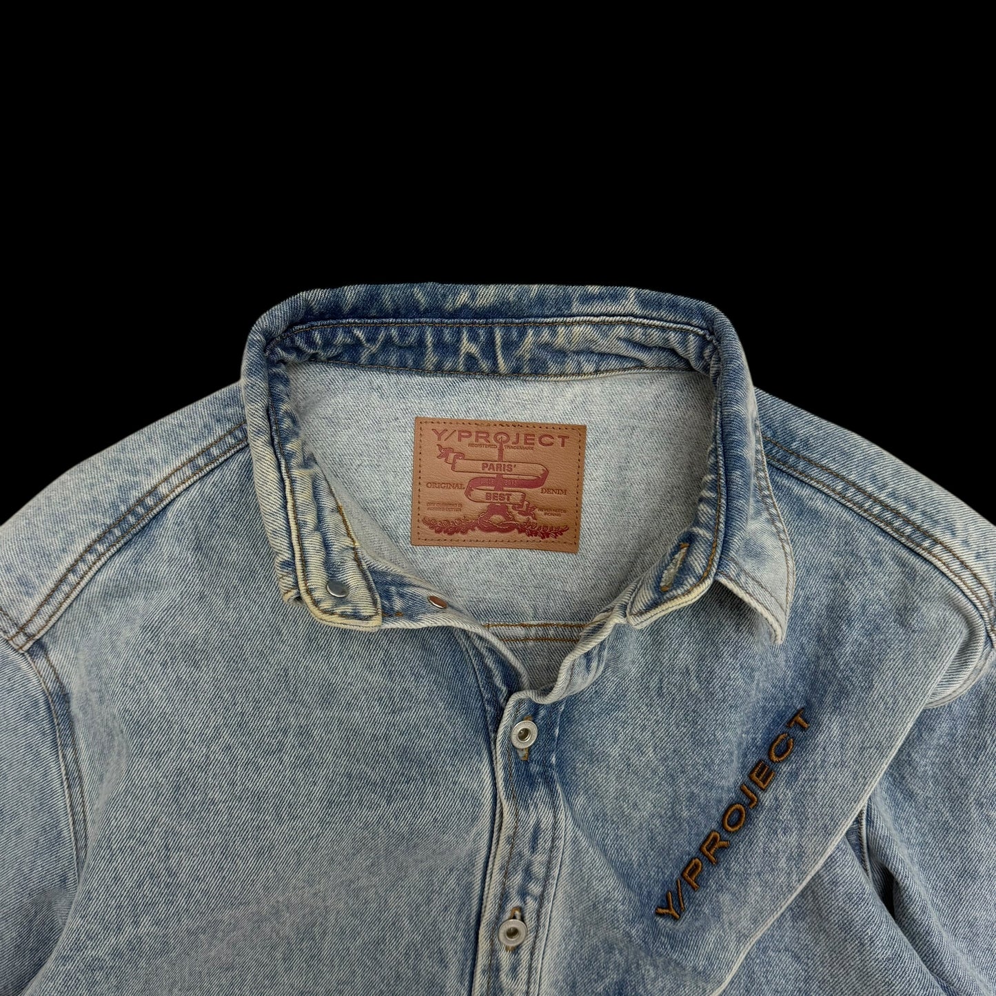 Y/Project 22AW Pinched Logo Oversized Denim Shirt (Fits up to size L)