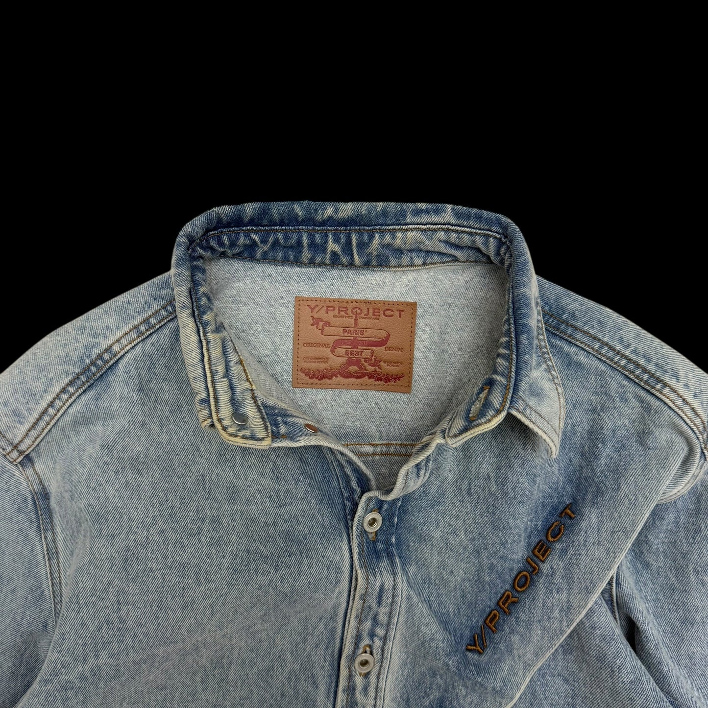 Y/Project 22AW Pinched Logo Oversized Denim Shirt (Fits up to size L)