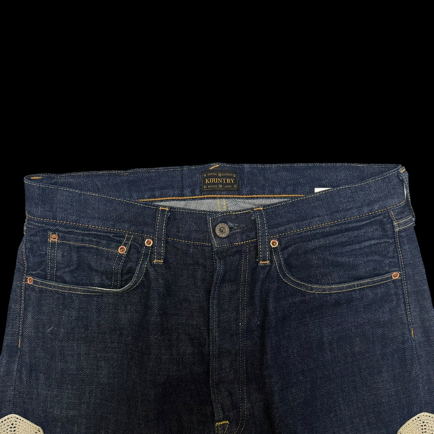 Kapital 12.5oz Bone Denim Mexican Tuxedo 5P Okagilly Jeans (Size 32”)