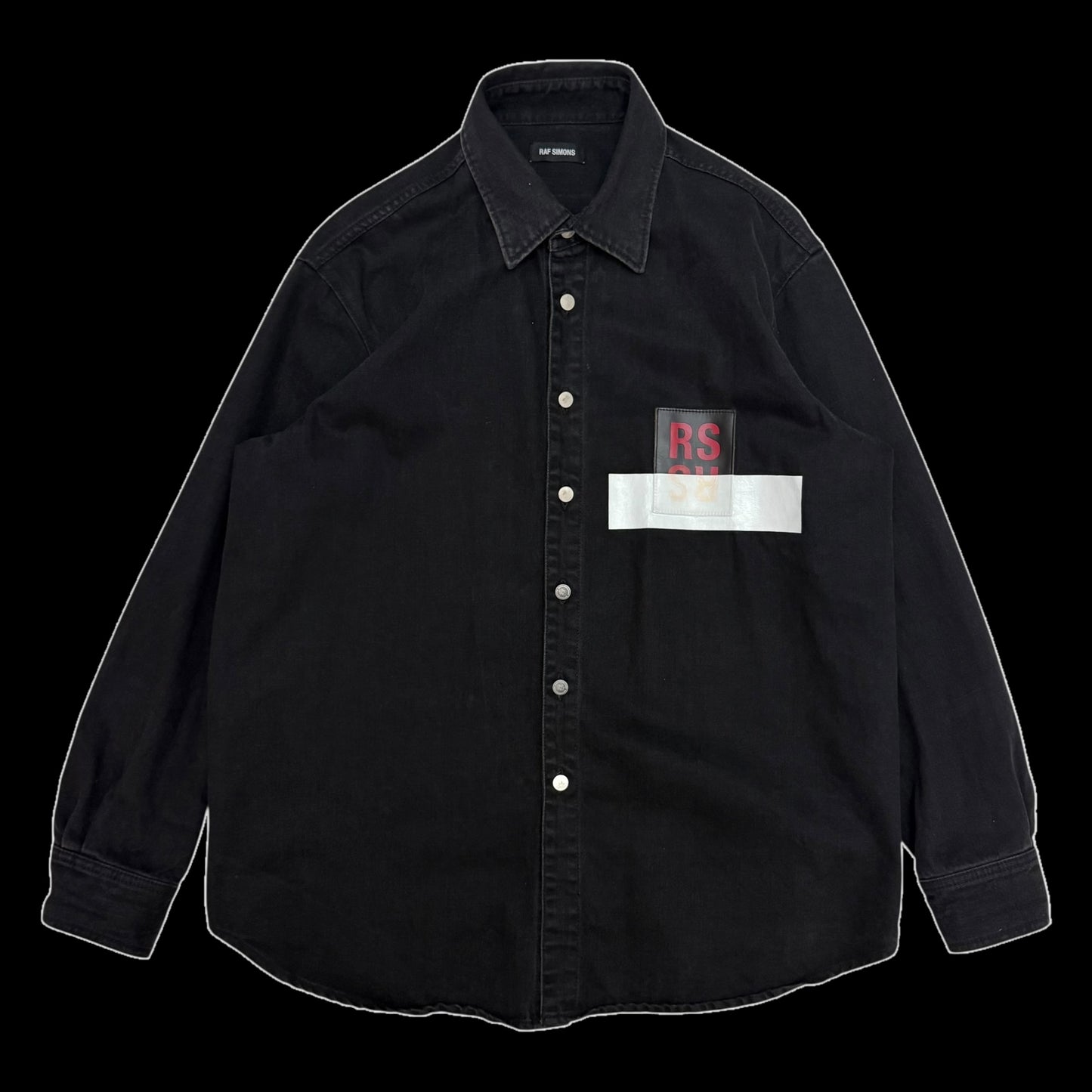 Raf Simons SS17 Carry Over Taped Logo Patch Denim Shirt (fits L-XL)