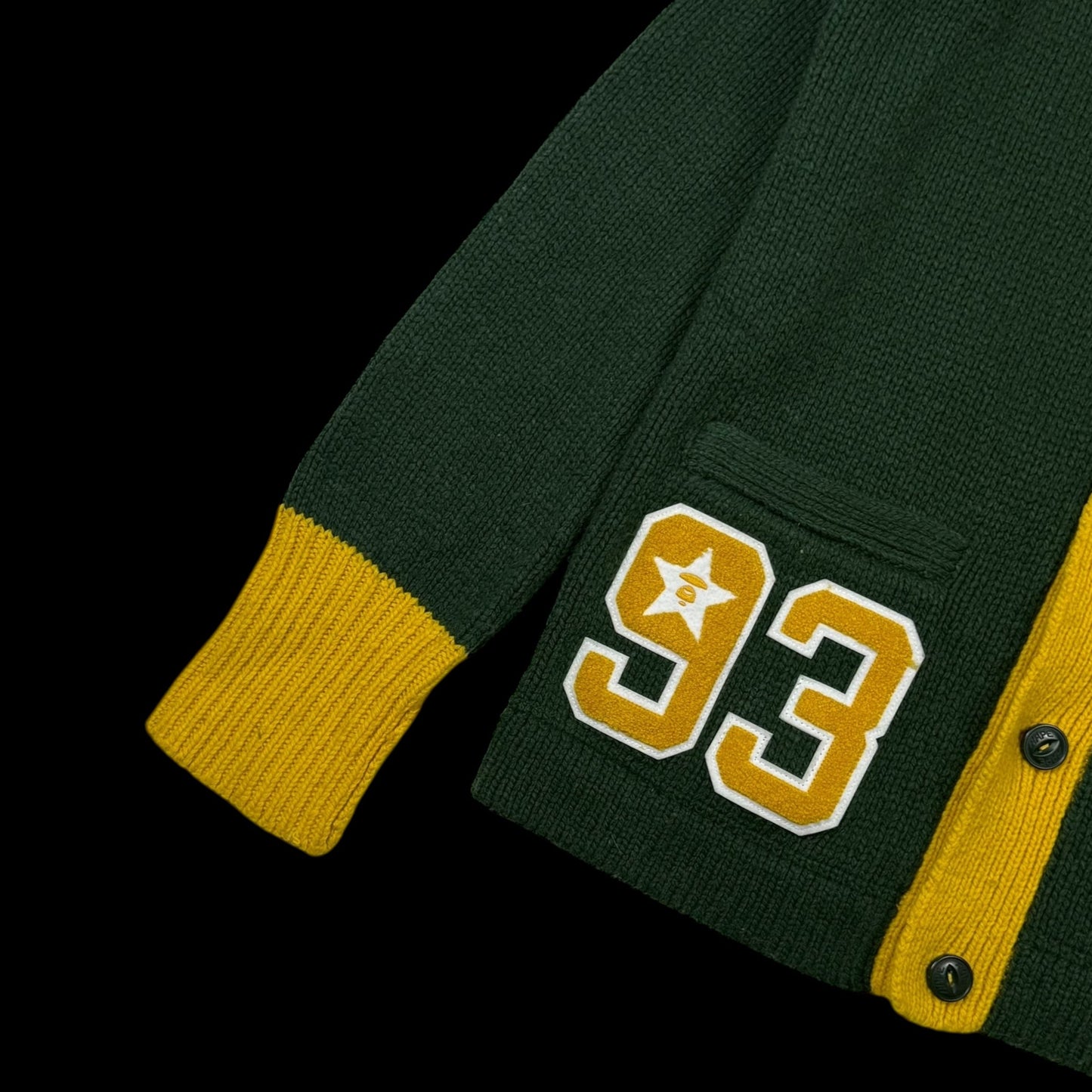 AAPE by A Bathing Ape Embroidered Knit Sweatshirt Cardigan Green (Size L)