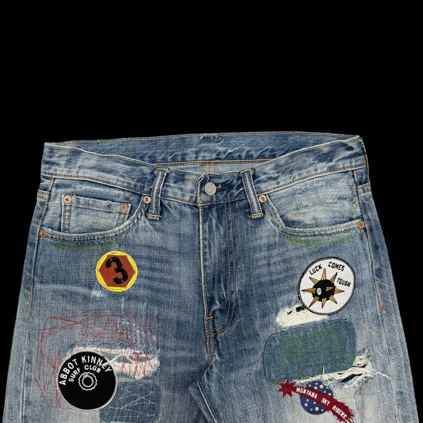 Levi’s 513 Custom Patchwork Jeans (Size 31”)