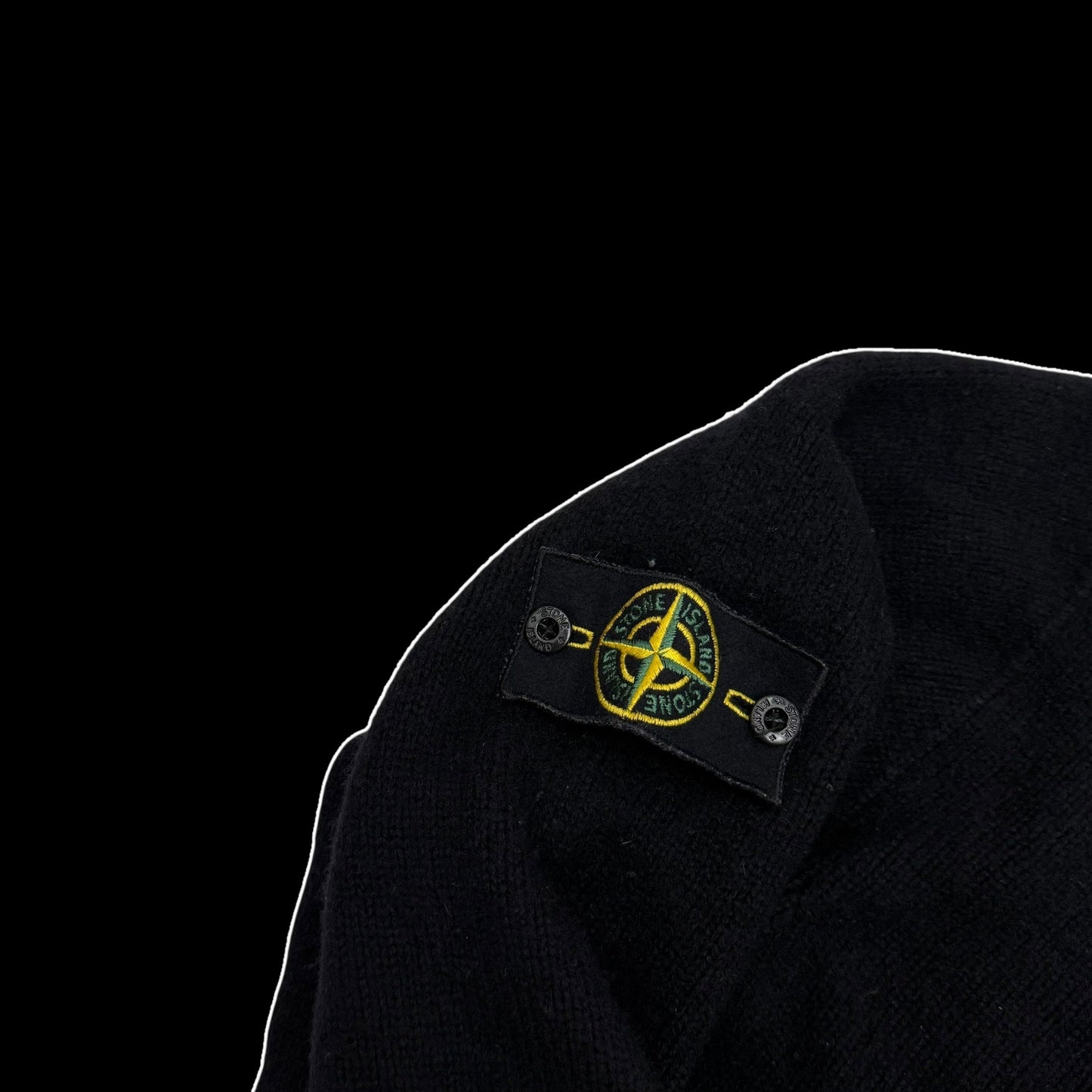 Stone Island AW07 Wool Blend Quarter-Zip Sweatshirt Black (fits XXL)