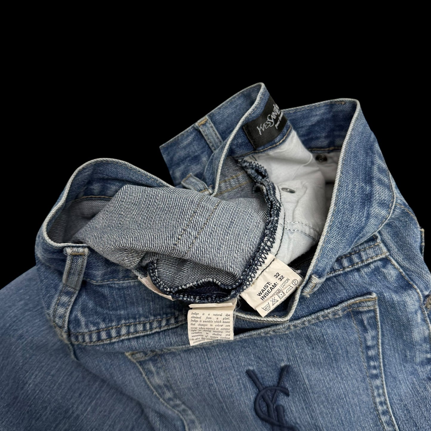 Yves Saint Laurent 2000s Embroidered Logo Jeans (Size 32”)