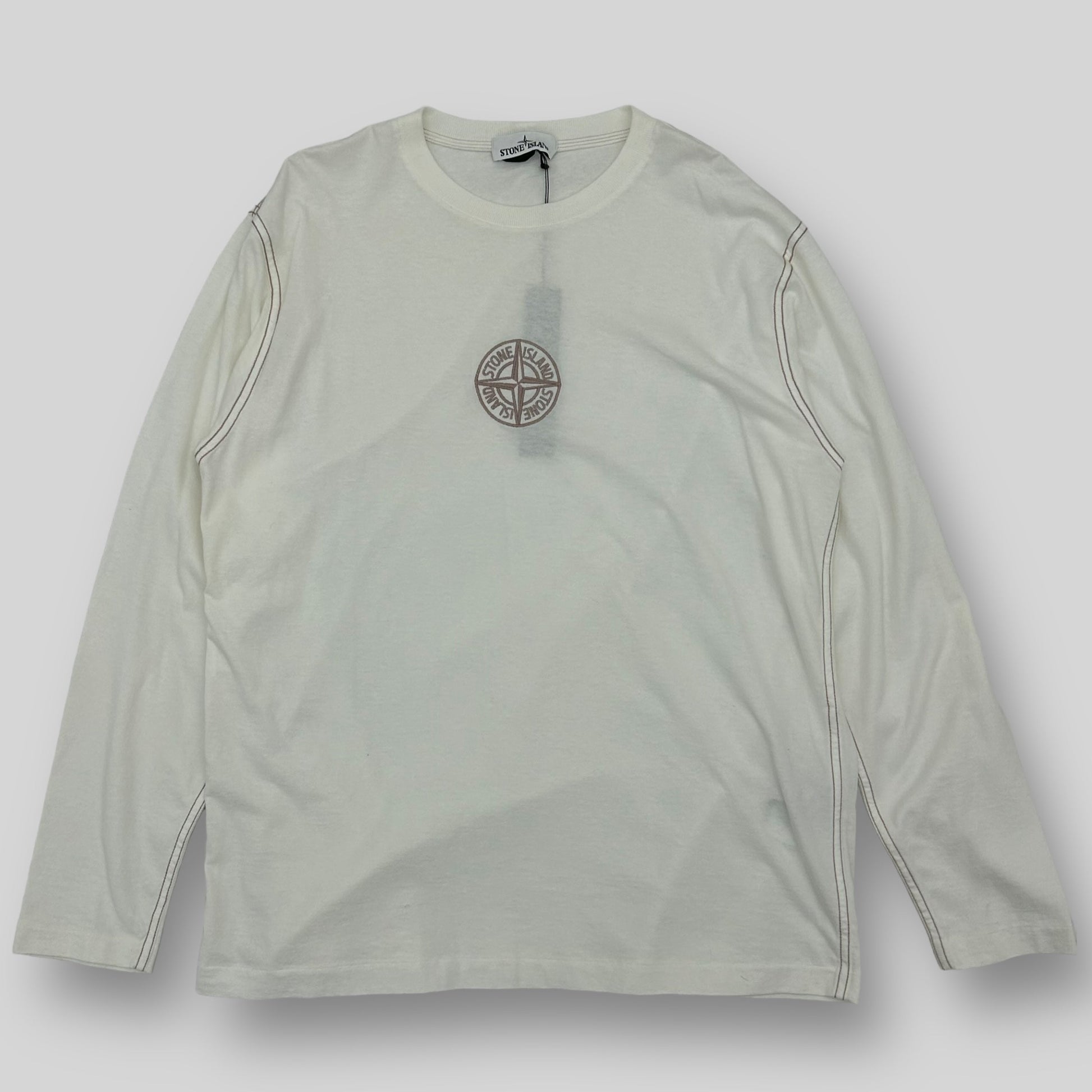 Stone Island Embodied Logo Long Sleeve Shirt White (Fits L/XL)