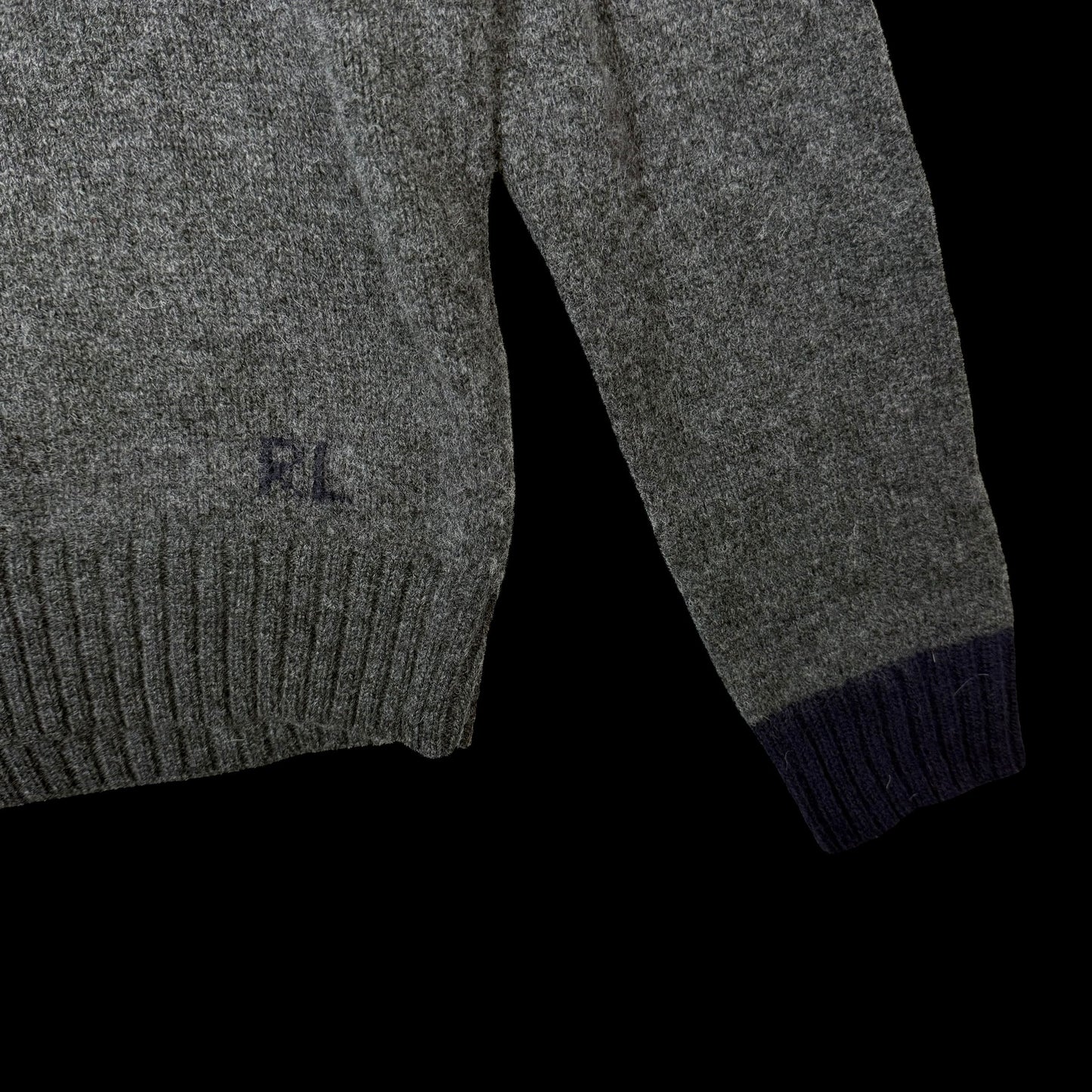 Polo Ralph Lauren ‘Geaky Bear’ Intarsia Knit Wool Sweatshirt Grey (fits M-L)