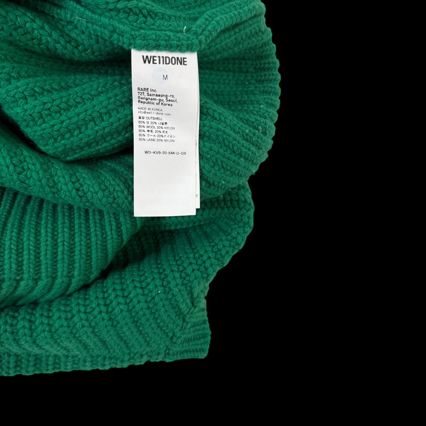 We11done Ribbed Wool Multi-Logo Square Knit Vest Green (Size L)