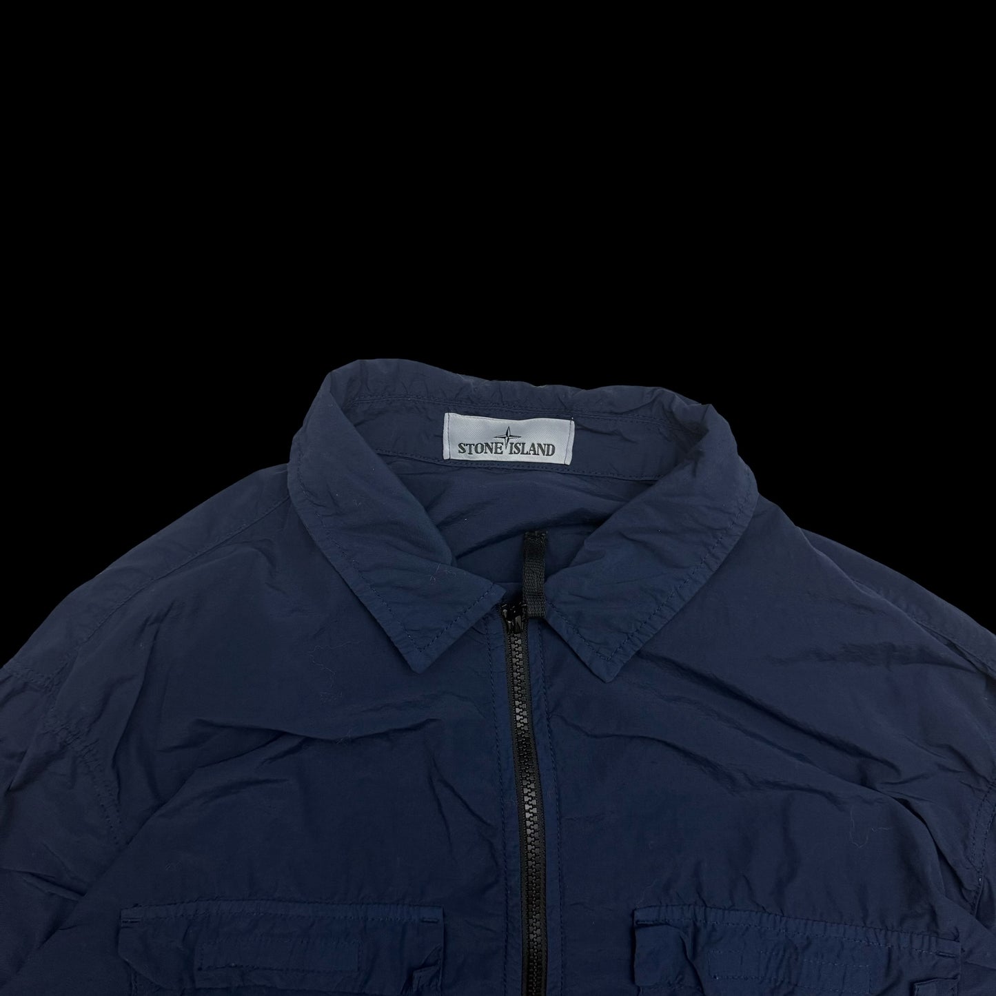 Stone Island Garment-Dyed Crinkle Reps Nylon Overshirt Navy (Fits L-XL)