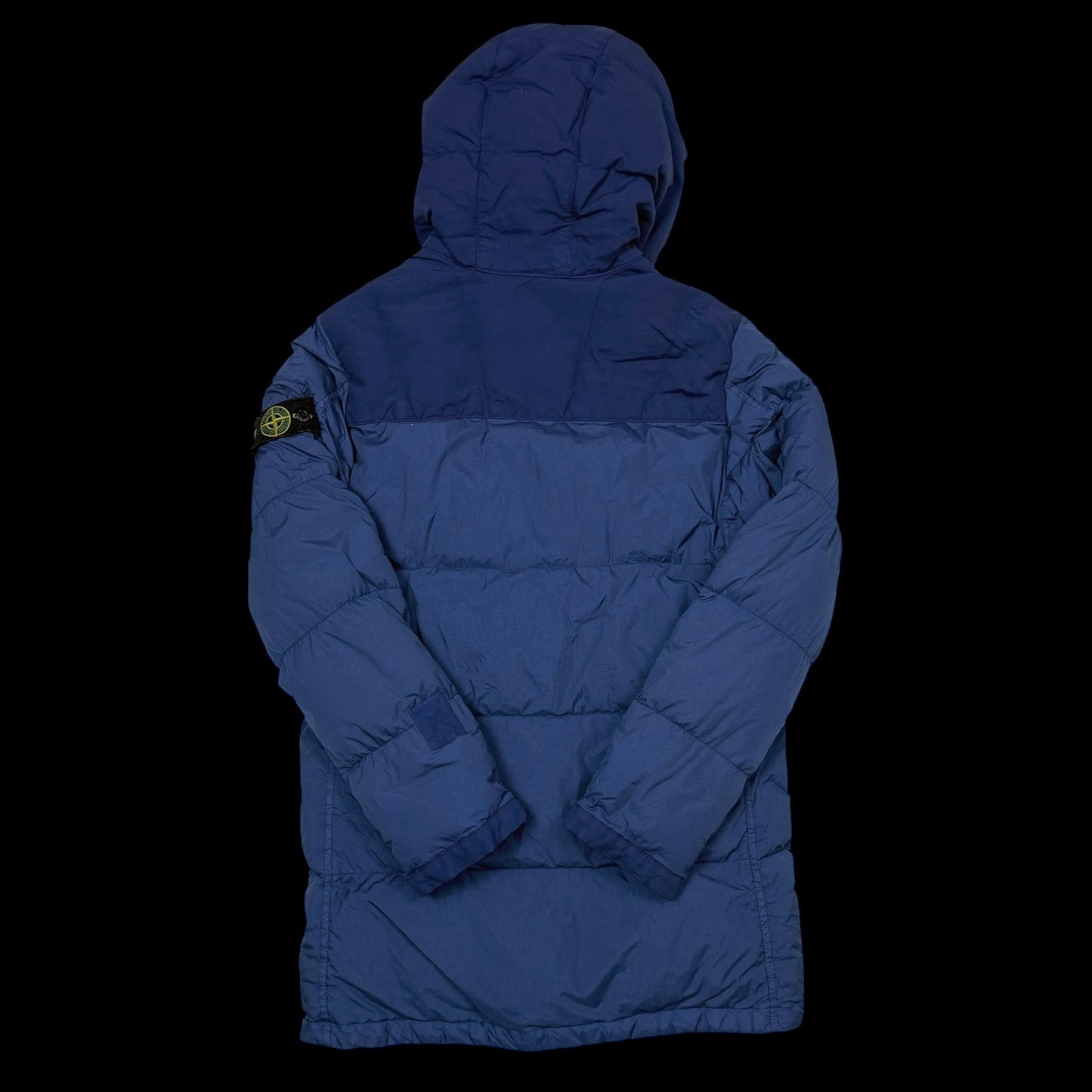Stone Island Junior Crinkle Nylon Hooded Down Jacket Two-tone Blue (Size 14)