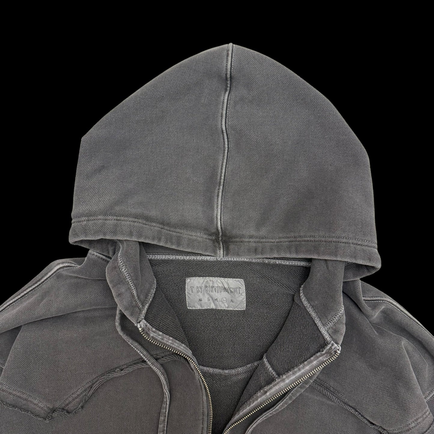 T By Birthdaysuit Heavyweight Zip-Up Hoodie Charcoal (Fits L-XL)