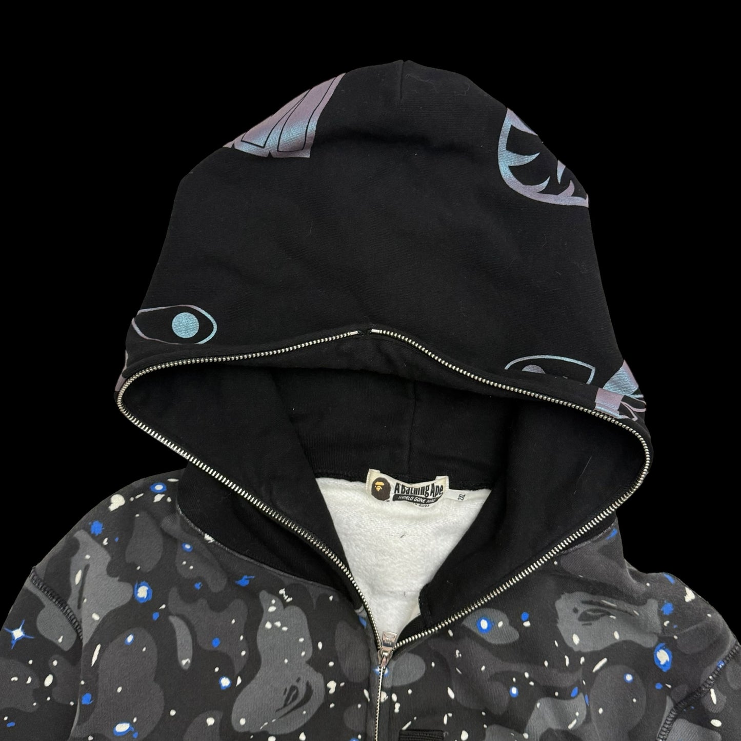 BAPE (A Bathing Ape) Space Camo Shark Hoodie Black/Grey (Fits XL)