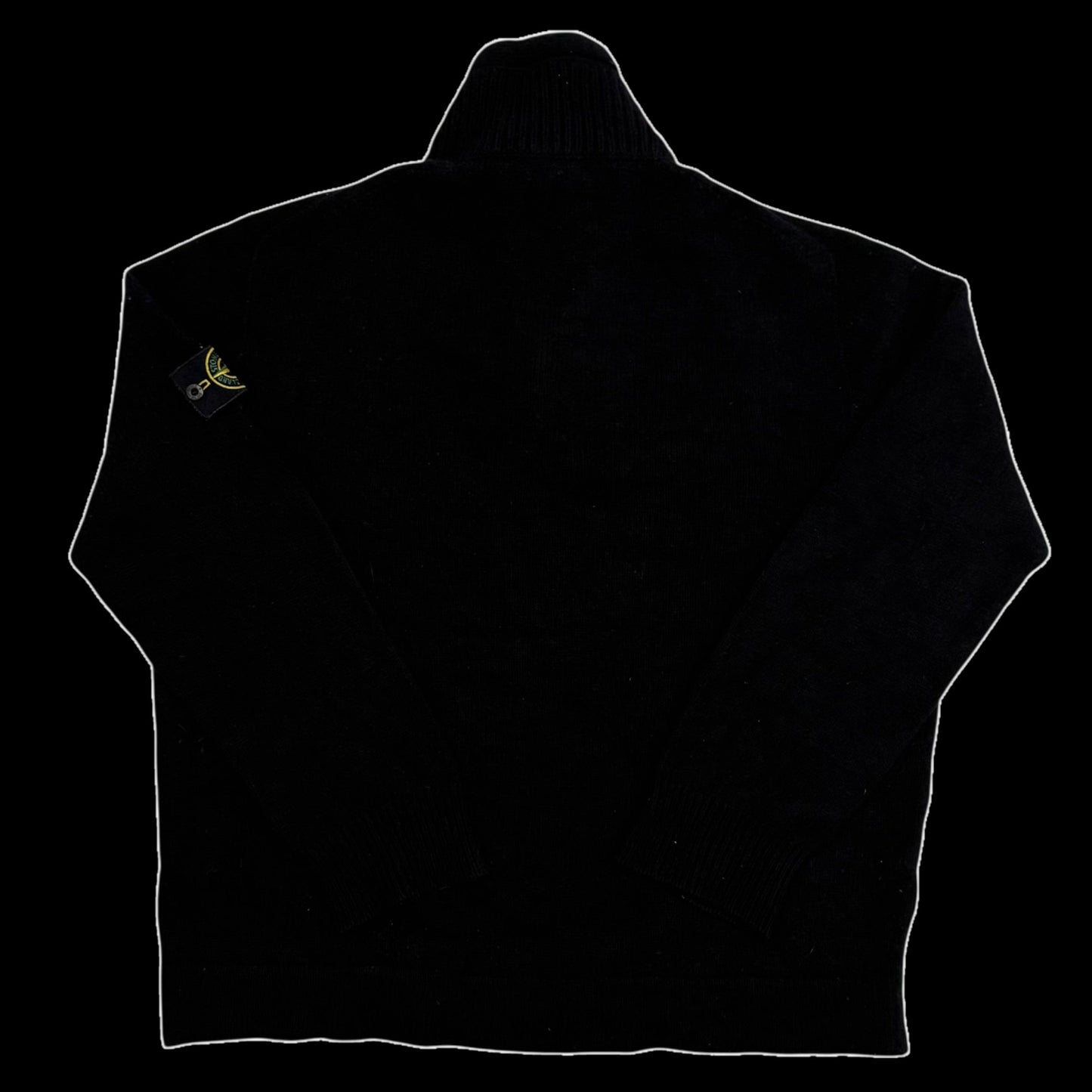 Stone Island AW07 Wool Blend Quarter-Zip Sweatshirt Black (fits XXL)