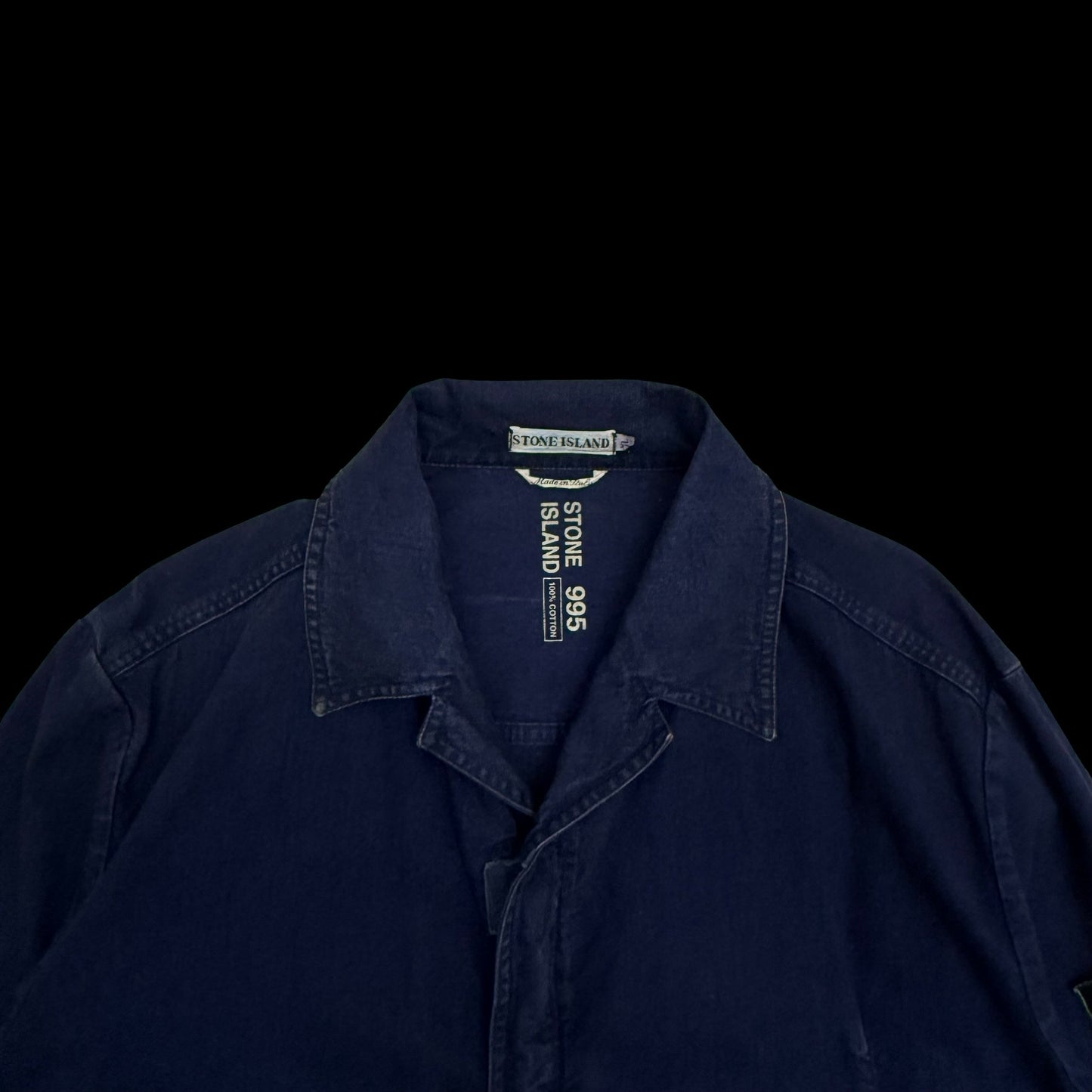 Stone Island SS 1994 Thick Denim Collared Jacket Blue (Size XL)