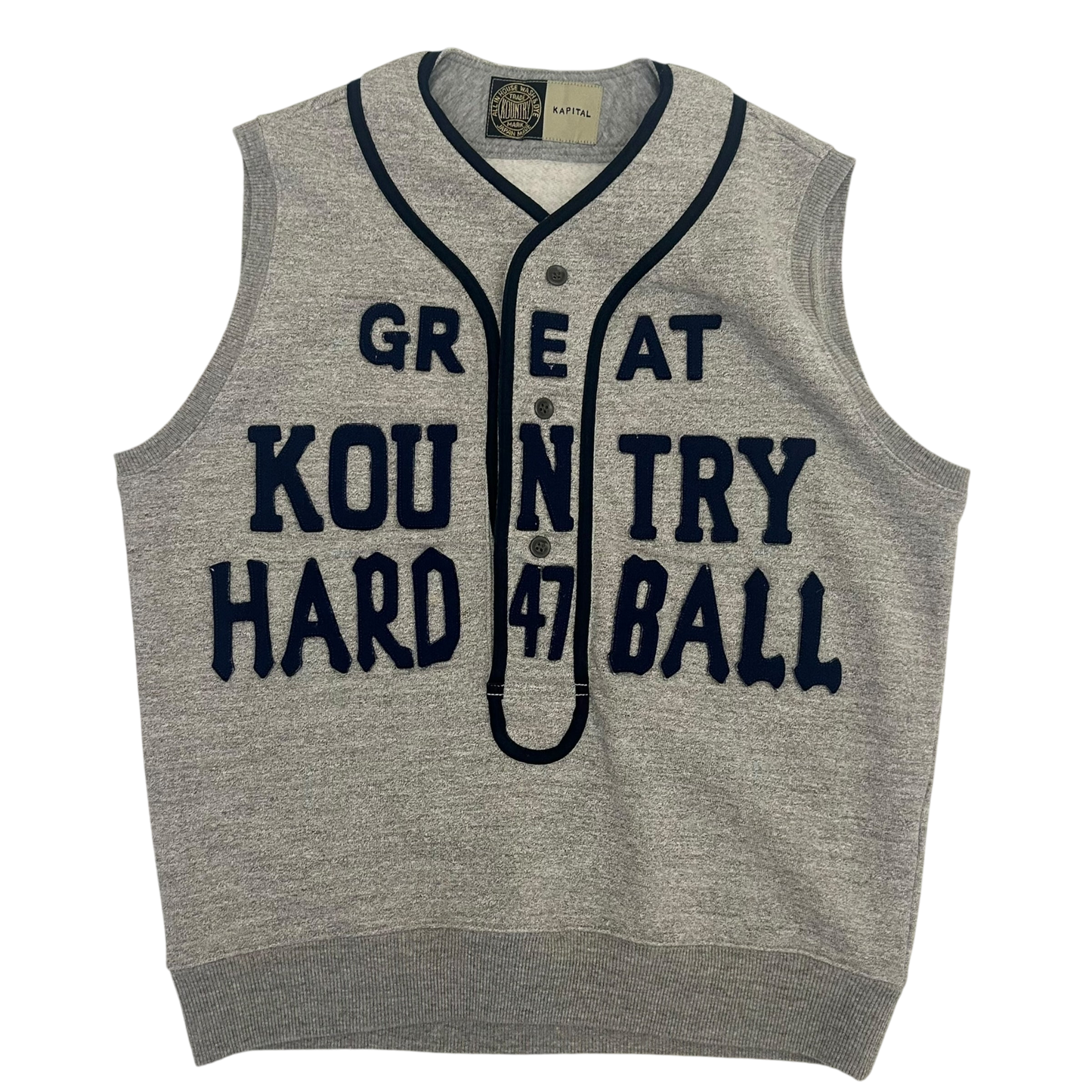 Kapital Kountry Jersey Knitted Hard 47 Ball Vest Grey