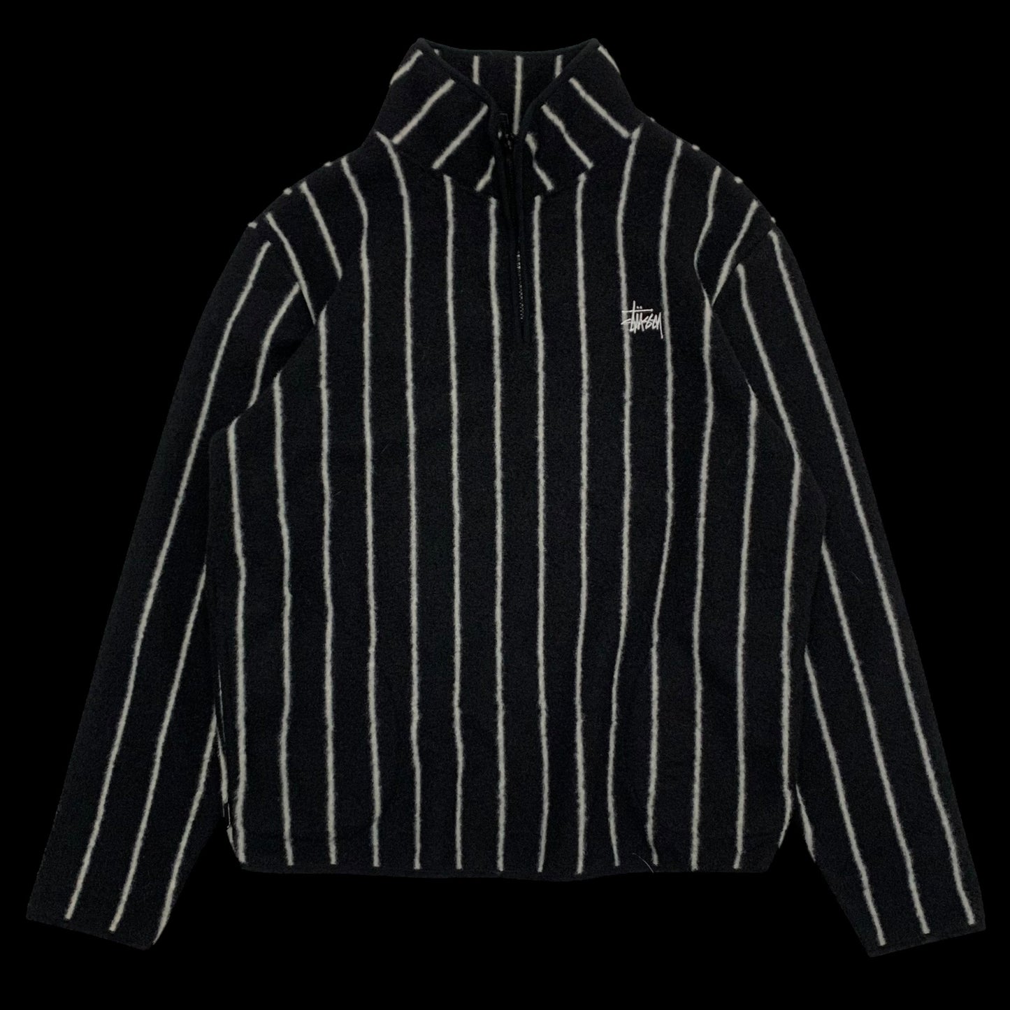 Stussy Striped Quarter-Zip Fleece Jumper (Fits S/M)