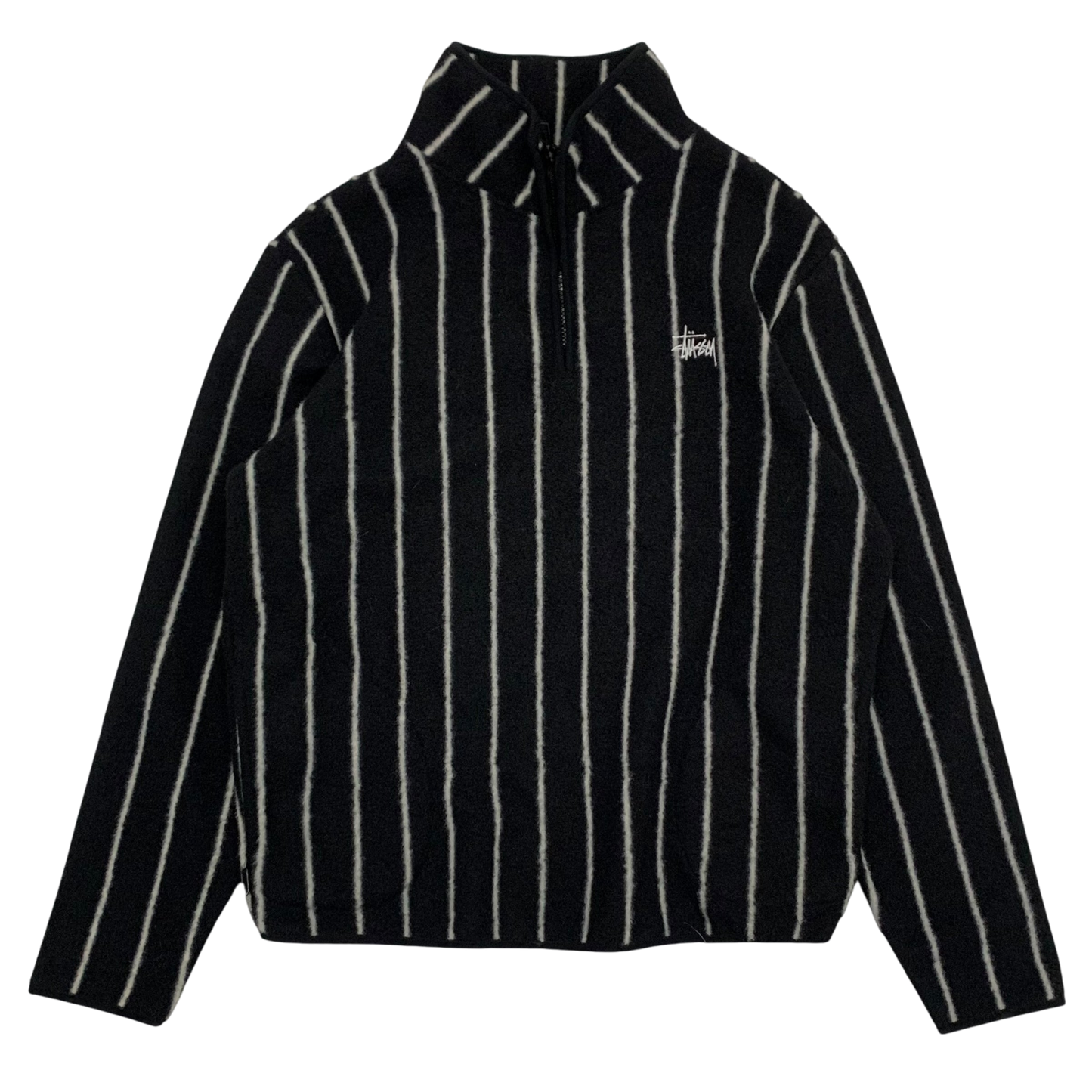 Stussy Striped Quarter-Zip Fleece Jumper (Fits S/M)