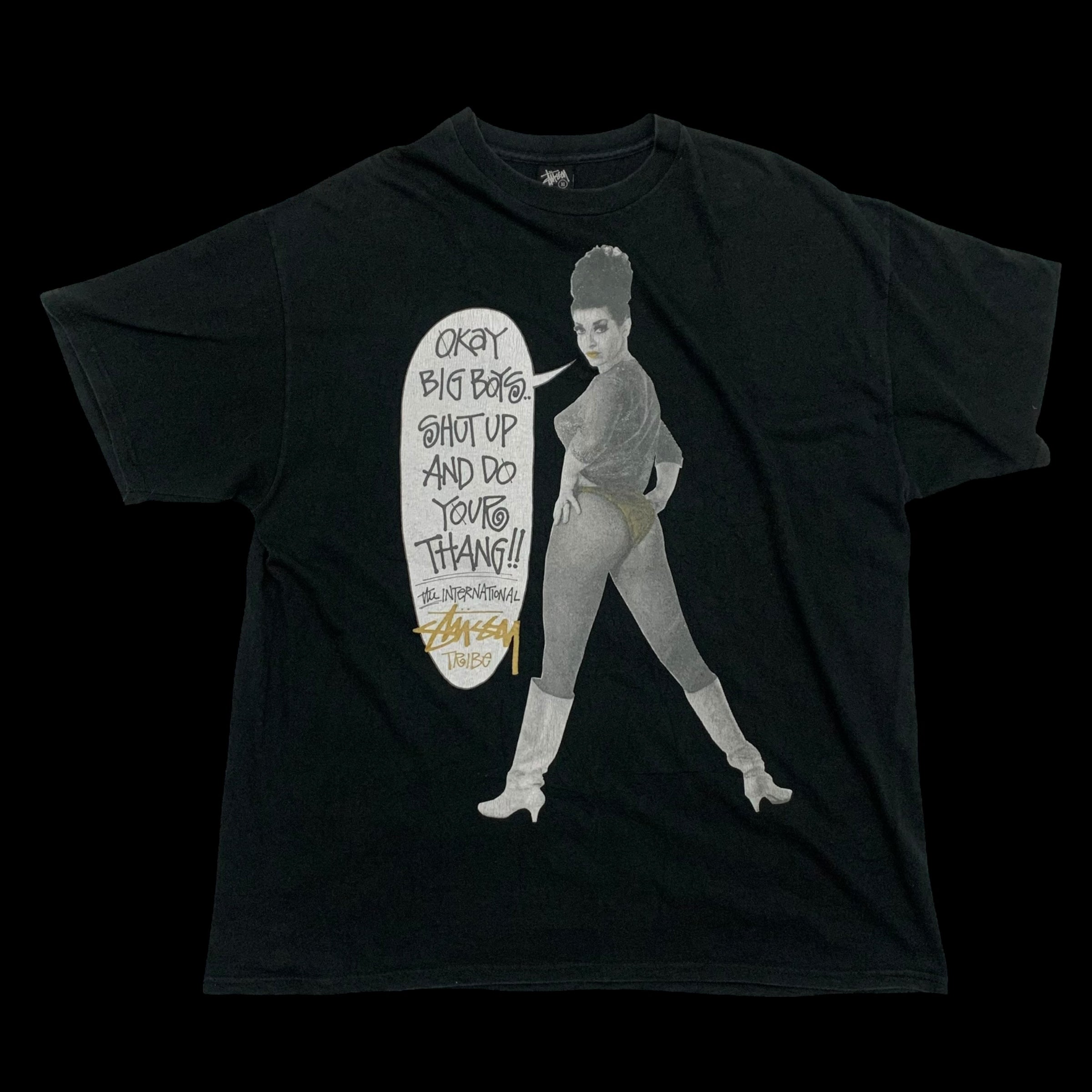 【STUSSY VINTAGE】Stussy Tribe Okay Big Boys Tee Stussy Tribe Okay Big Boys White Tee Limited Edition