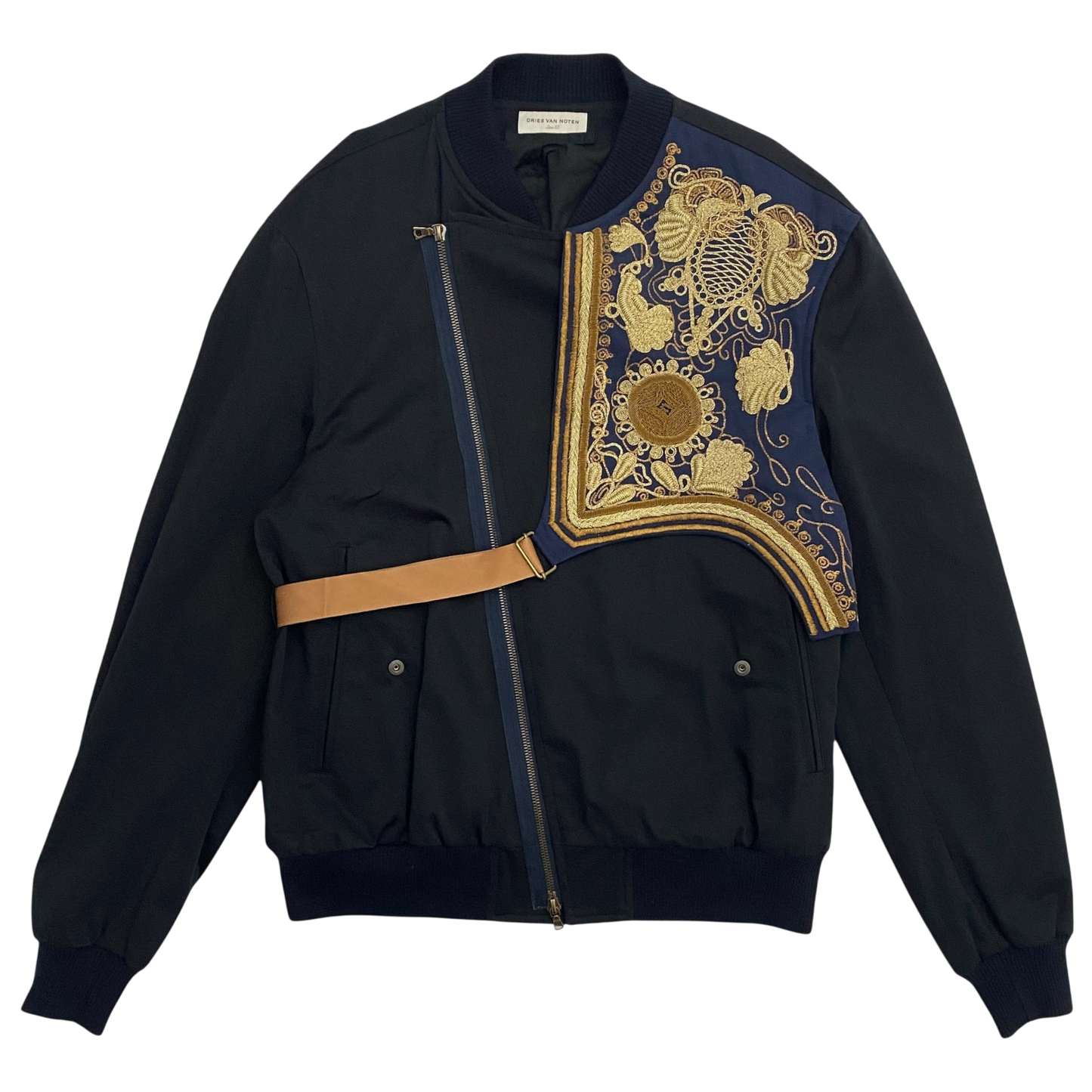 Dries Van Noten SS15 Harness Embroidered Bomber Jacket Navy (Fits M)