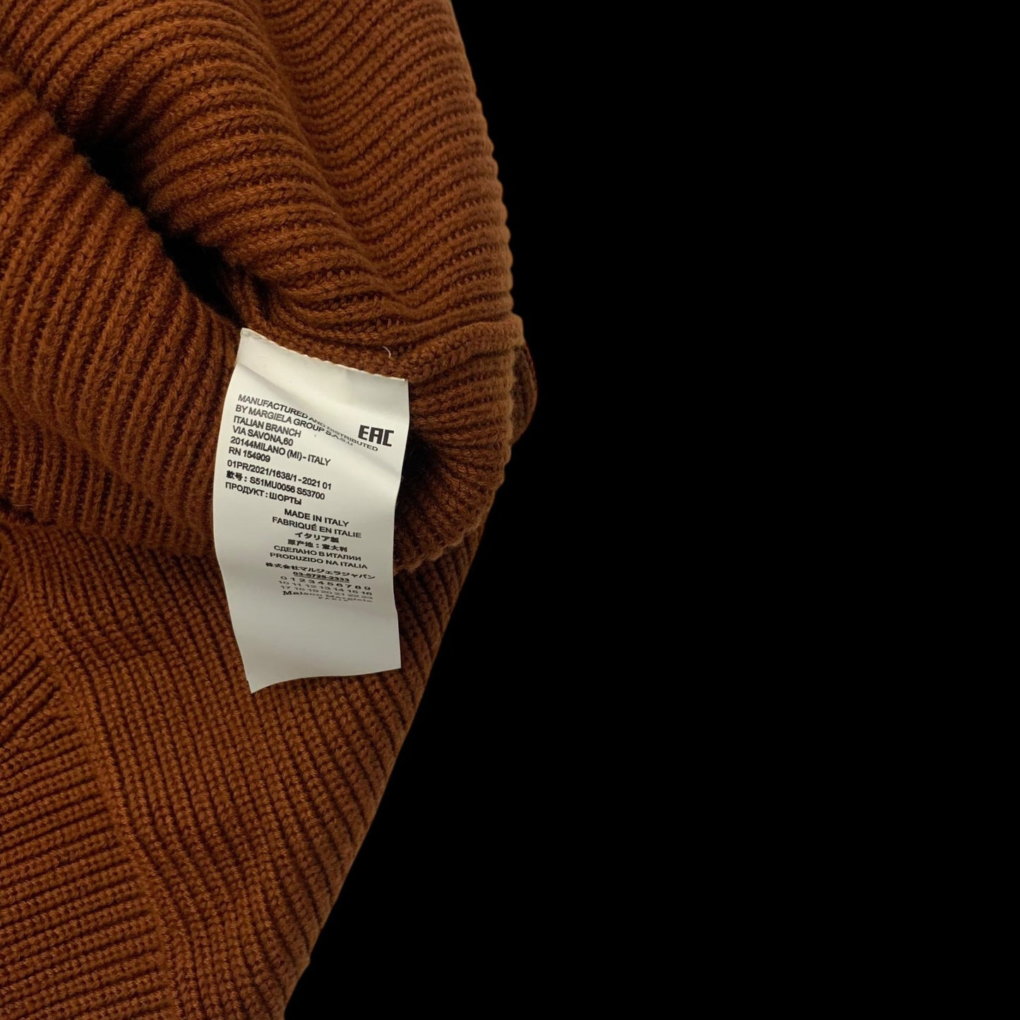Maison Margiela Ribbed Knit Sweatshirt Burnt Orange (Fits XL)