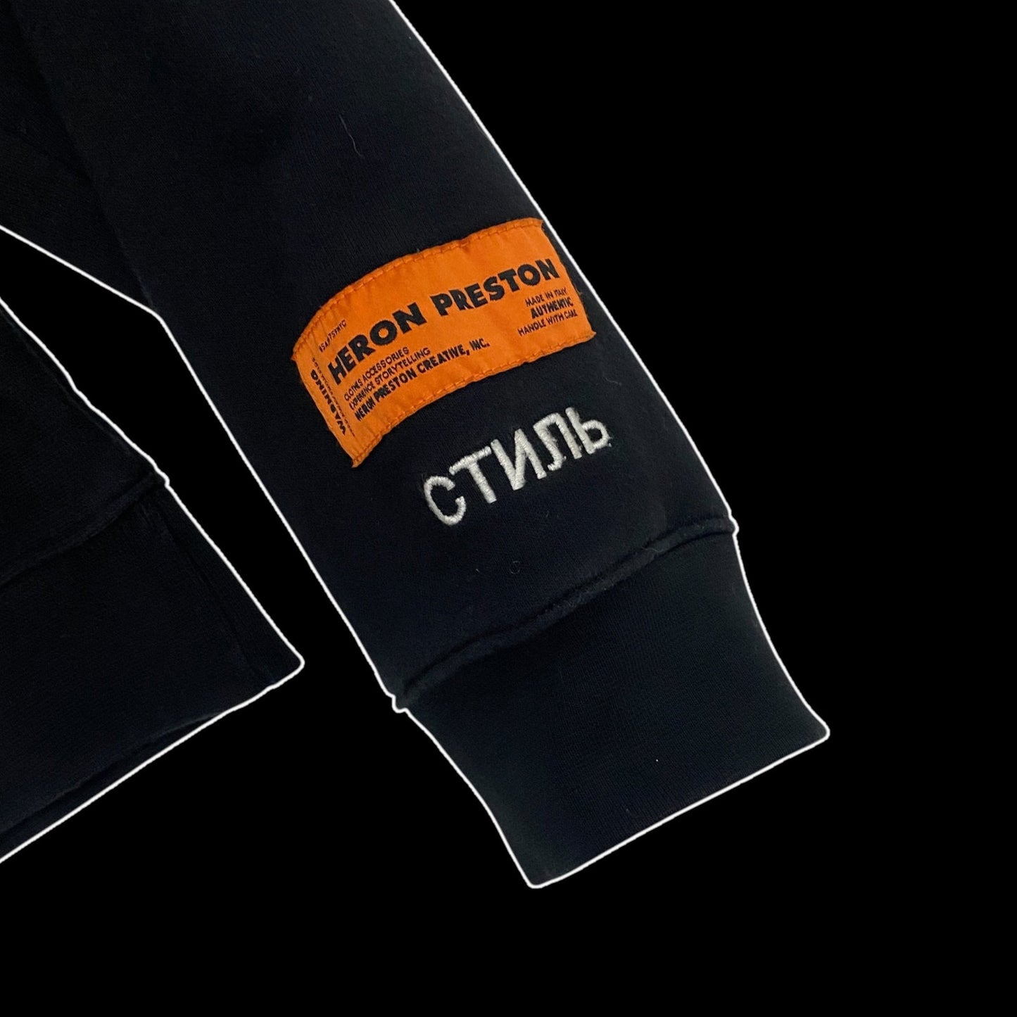 Heron Preston White HeronCrewneck Sweatshirt Black (fits L-XL)