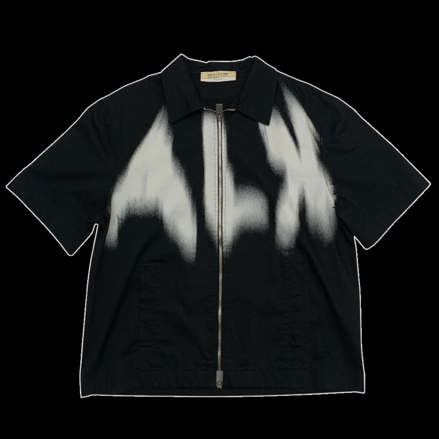 1017 ALYX 9SM Phantom Logo Short Sleeve Zip Shirt Black (Fits L-XL)