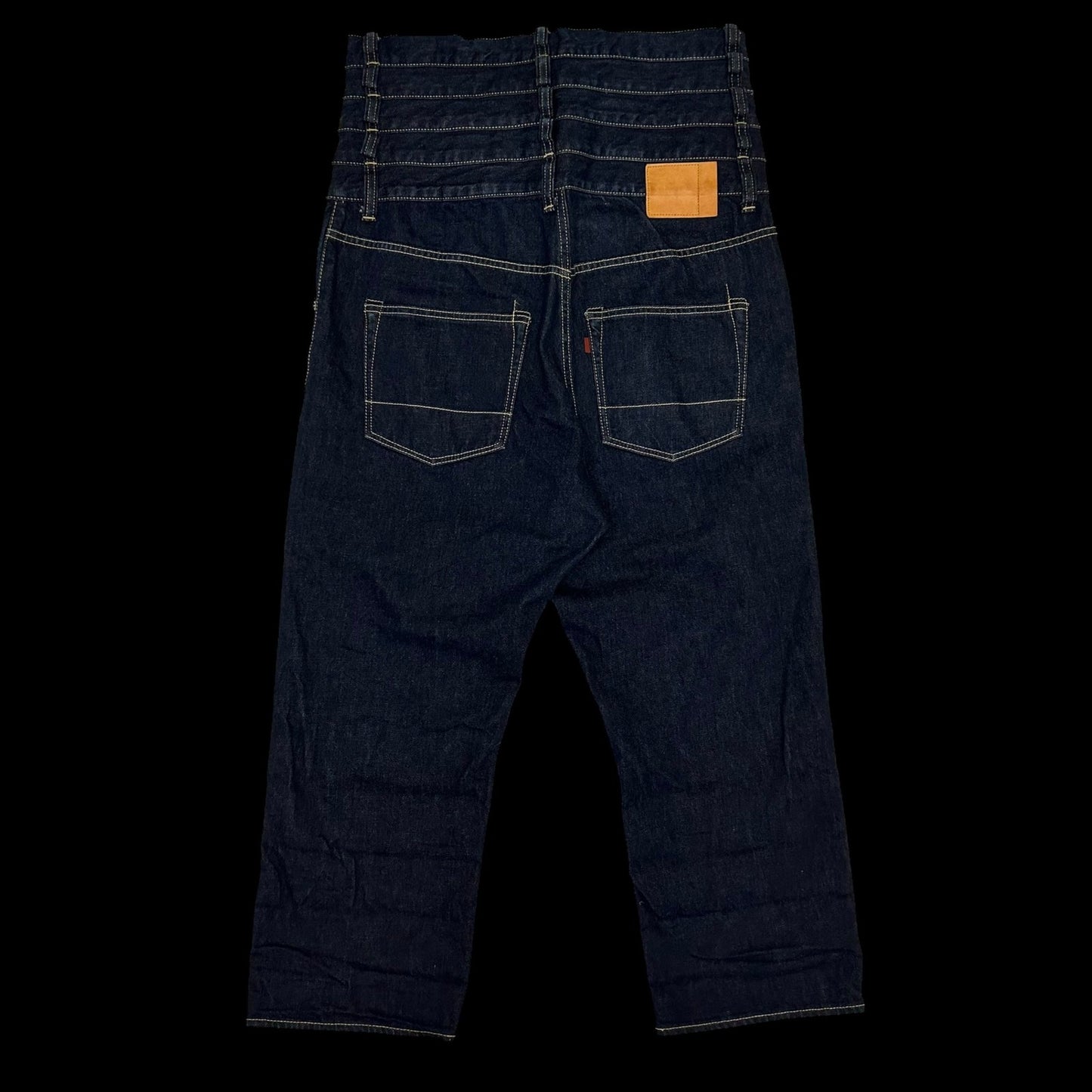 Ganryu AW12 Quintuple Waistband’ Stacked Wide Cut Jeans (Fits 36")