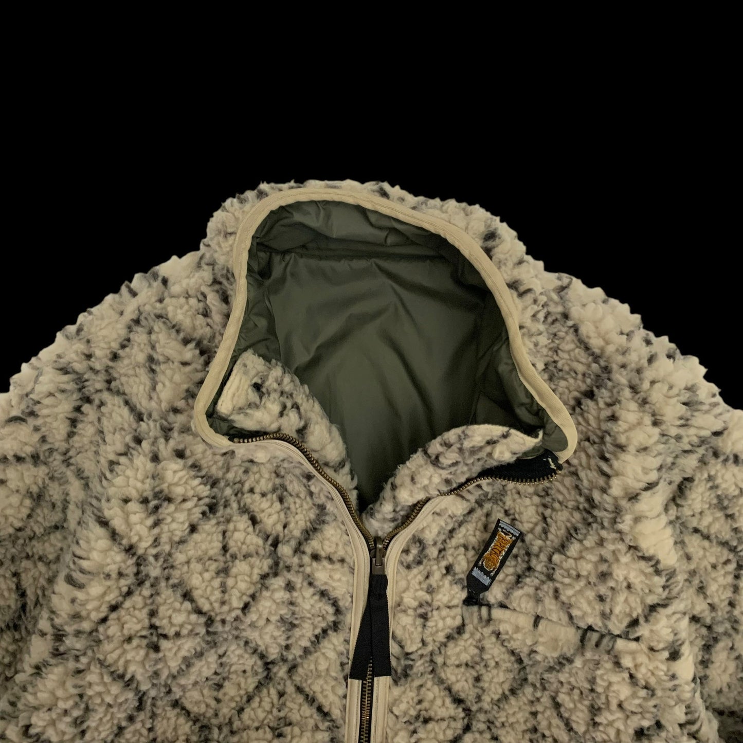 Kapital Do-Gi Sashiko Reversible Boa Fleece Jacket ‘Ecru’ (Size XL)