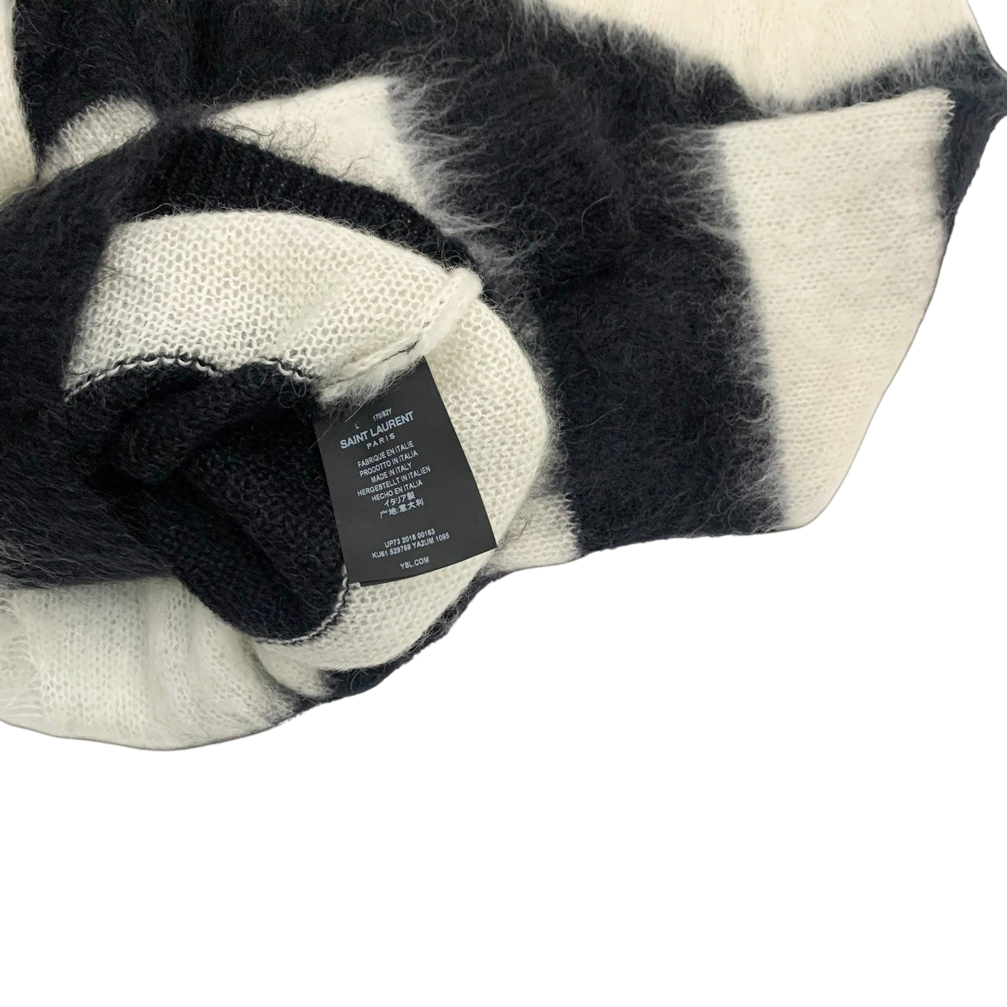 Saint Laurent FW18 Distressed Striped Knit Sweatshirt (Size L)