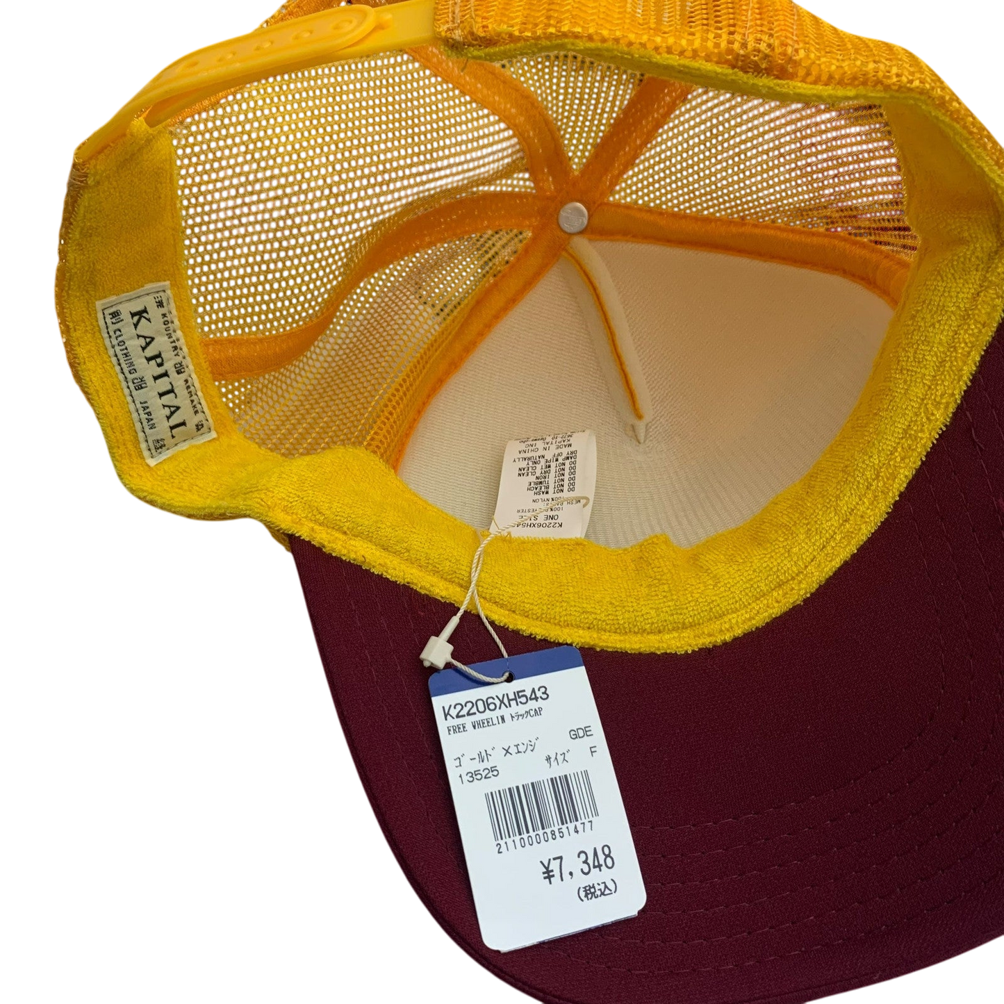 Kapital ‘Free Wheelin’ Trucker Cap Yellow/Burgundy