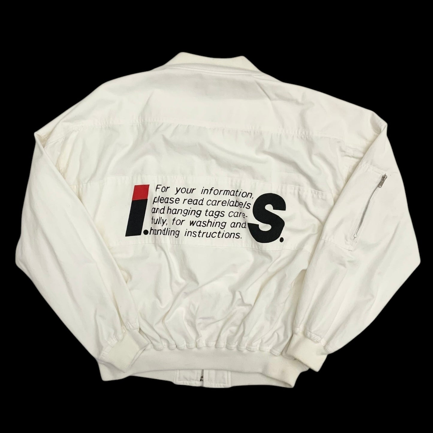 Issey Miyake Issey Sport AW1988 Care Label Bomber Jacket White (Fits M-L)