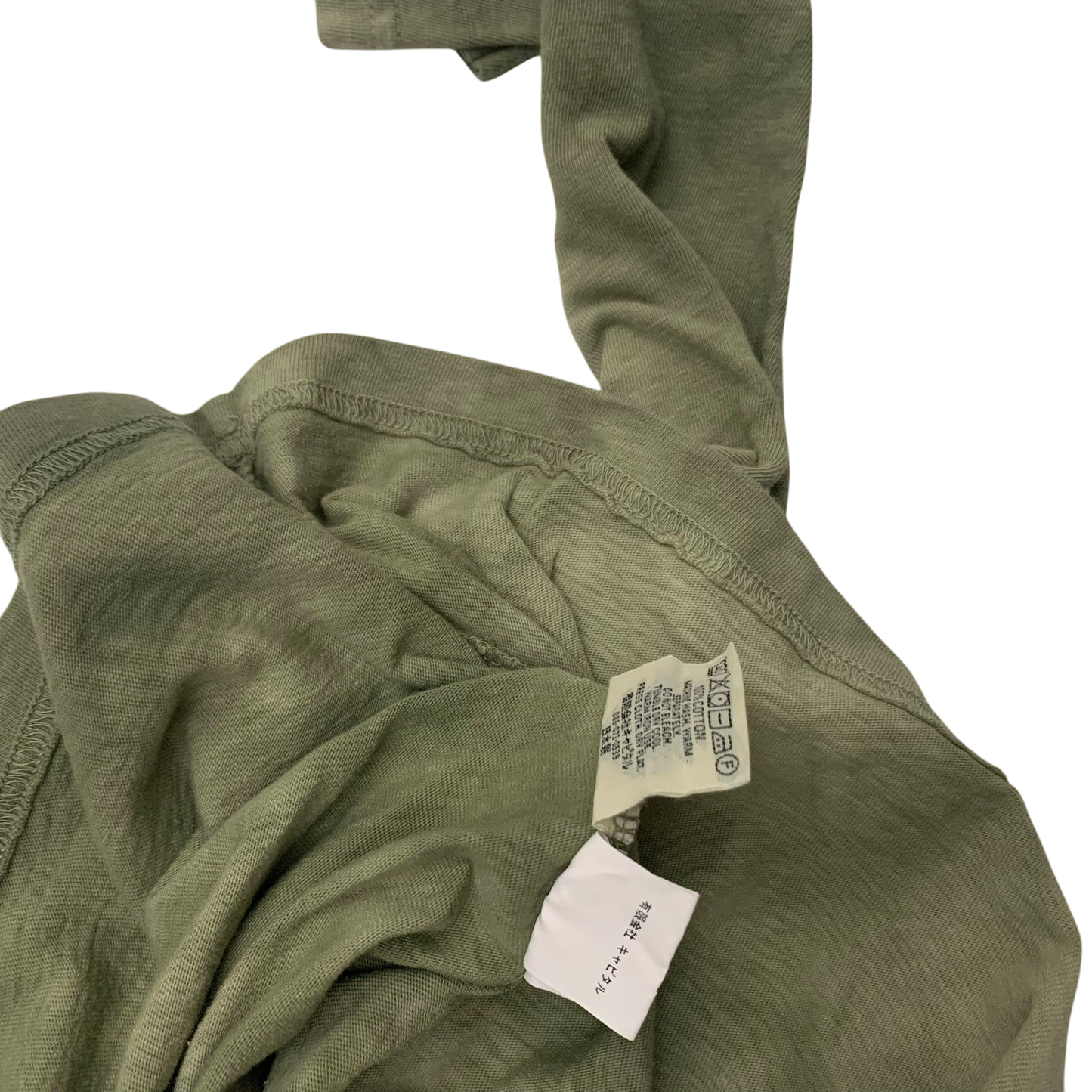 Kapital Tenjiku Uneven Dip Dye Crulon Long-Sleeve Tee Khaki (Fits M)