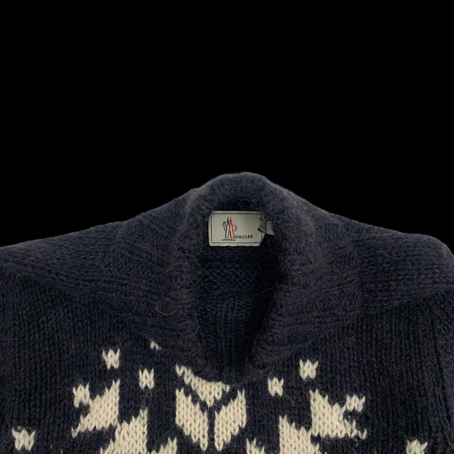 Moncler Vintage Graphic Wool Knit Sweatshirt Navy (Size M womens)