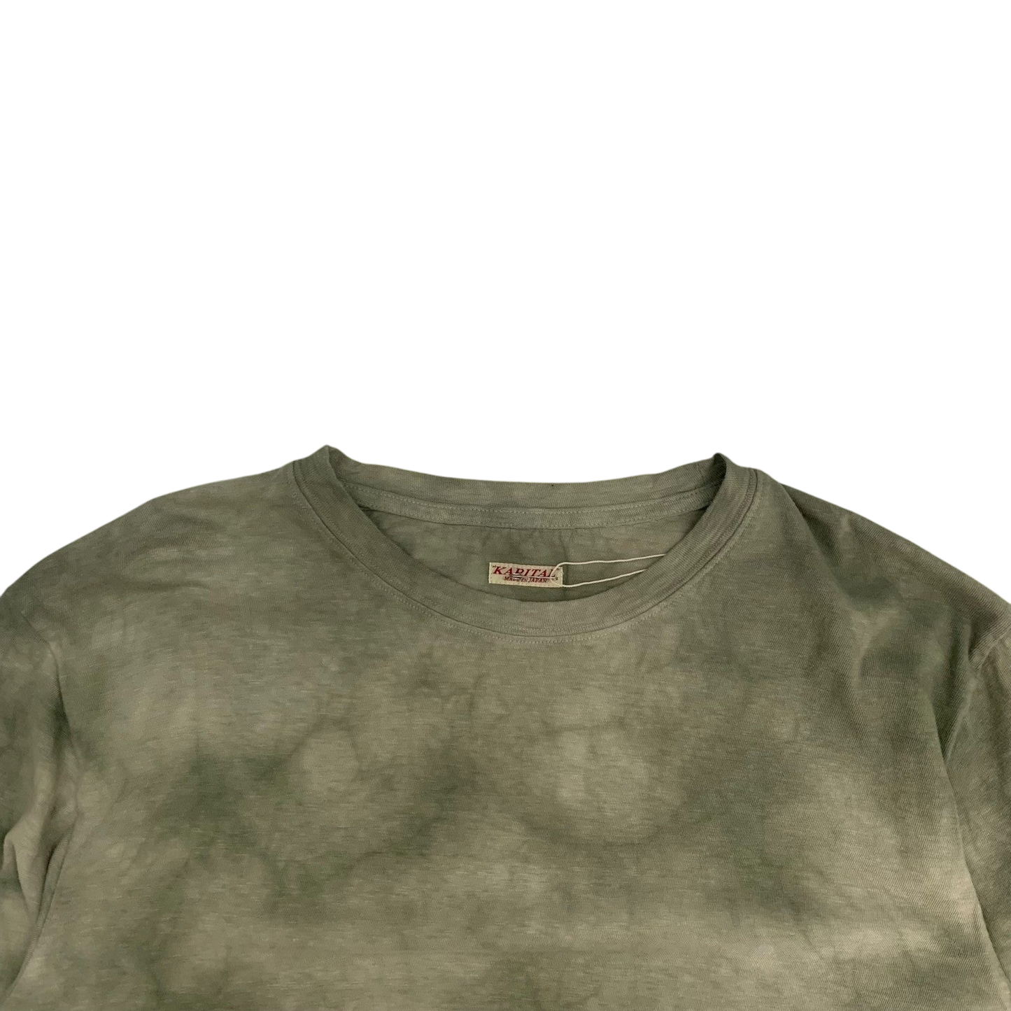 Kapital Tenjiku Uneven Dip Dye Crulon Long-Sleeve Tee Khaki (Fits M)