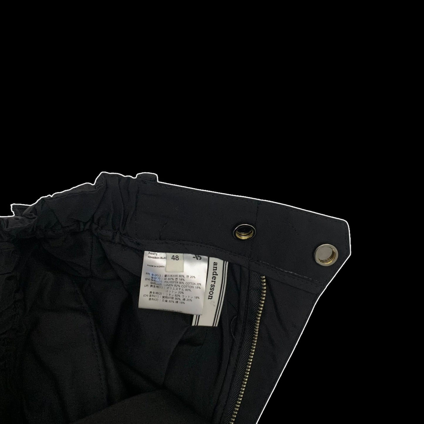 Andersson Bell Raw Edge Zip-Pocket Cargo Pants Black (Size M)
