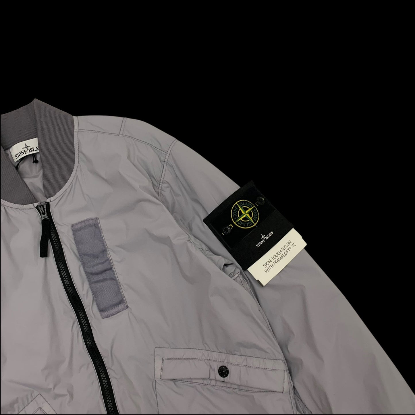 Stone Island Garment-Dyed Skin Touch Nylon Bomber Jacket Grey (Fits S-M)