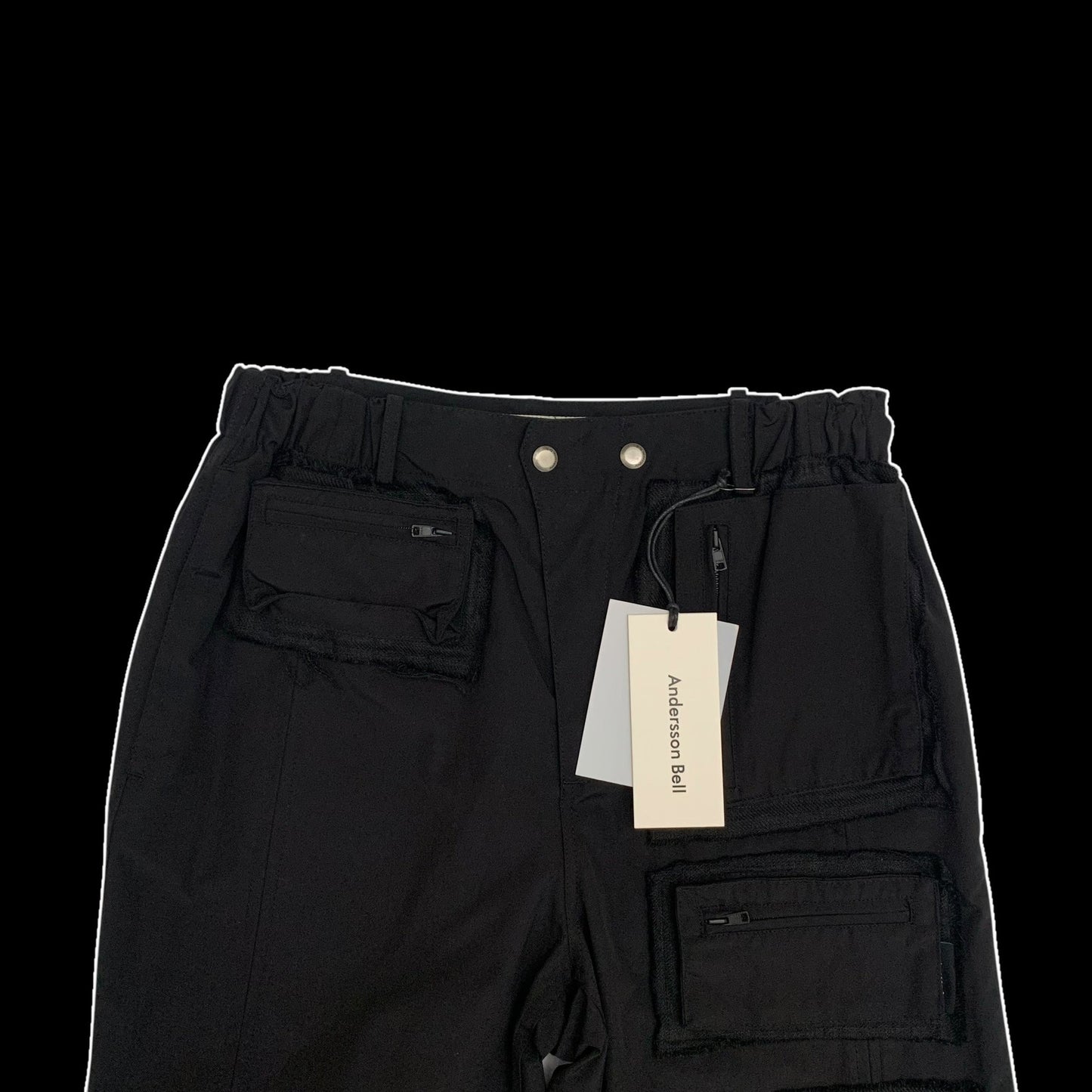 Andersson Bell Raw Edge Zip-Pocket Cargo Pants Black (Size M)