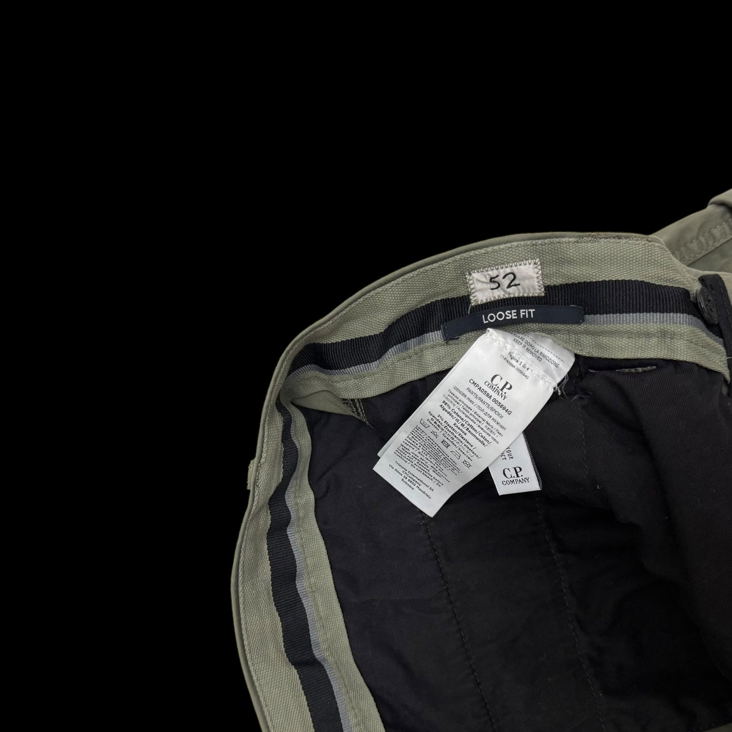 C.P. Company Loose Fit Cargo Trousers Olive Green (Size XL)
