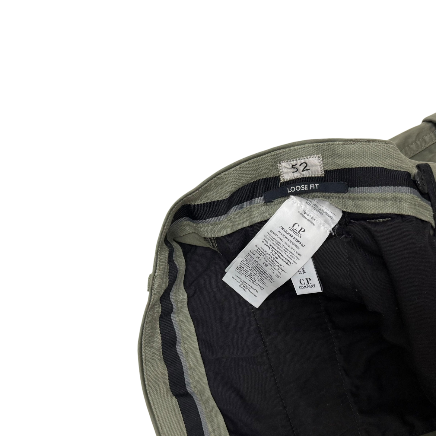 C.P. Company Loose Fit Cargo Trousers Olive Green (Size XL)