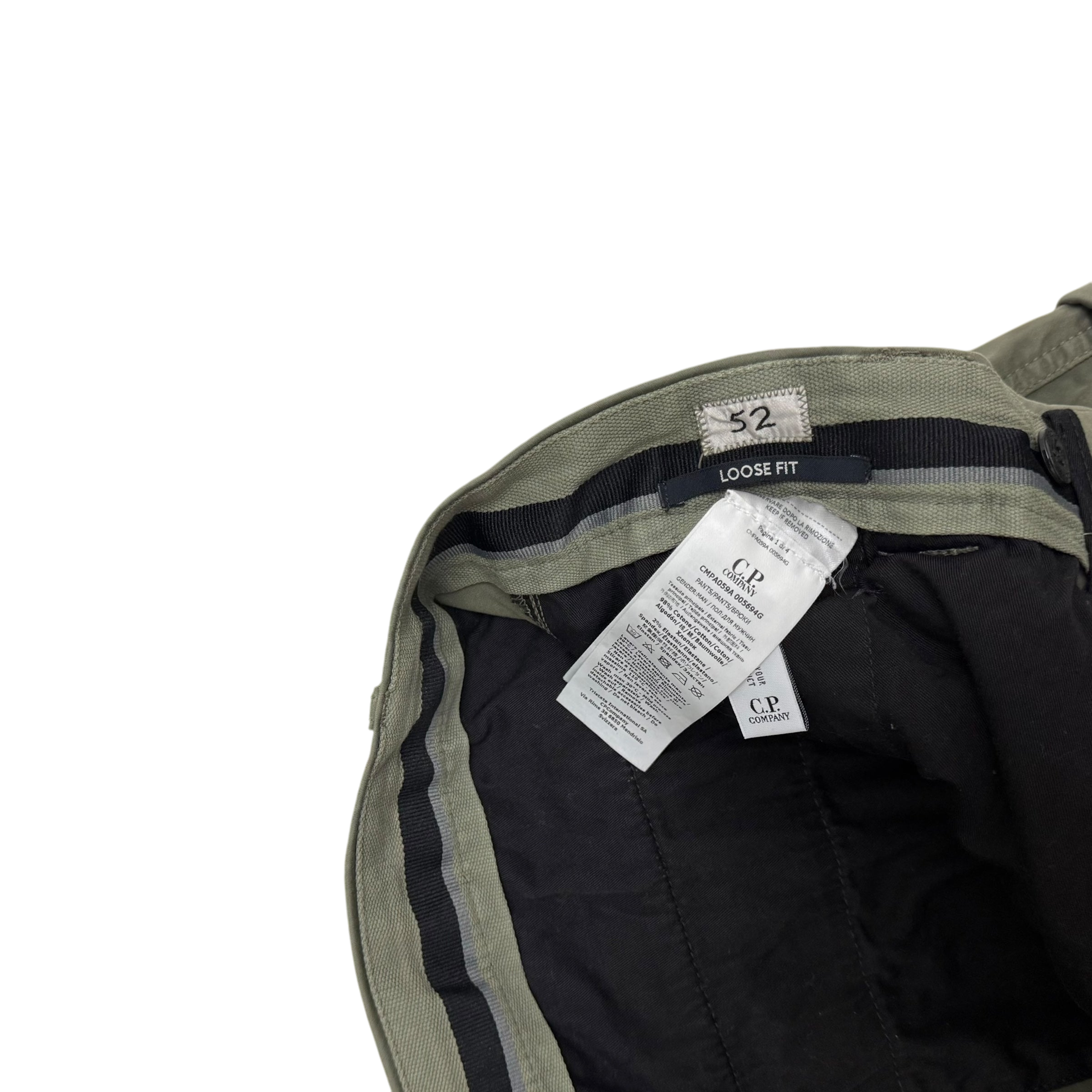 C.P. Company Loose Fit Cargo Trousers Olive Green (Size XL)