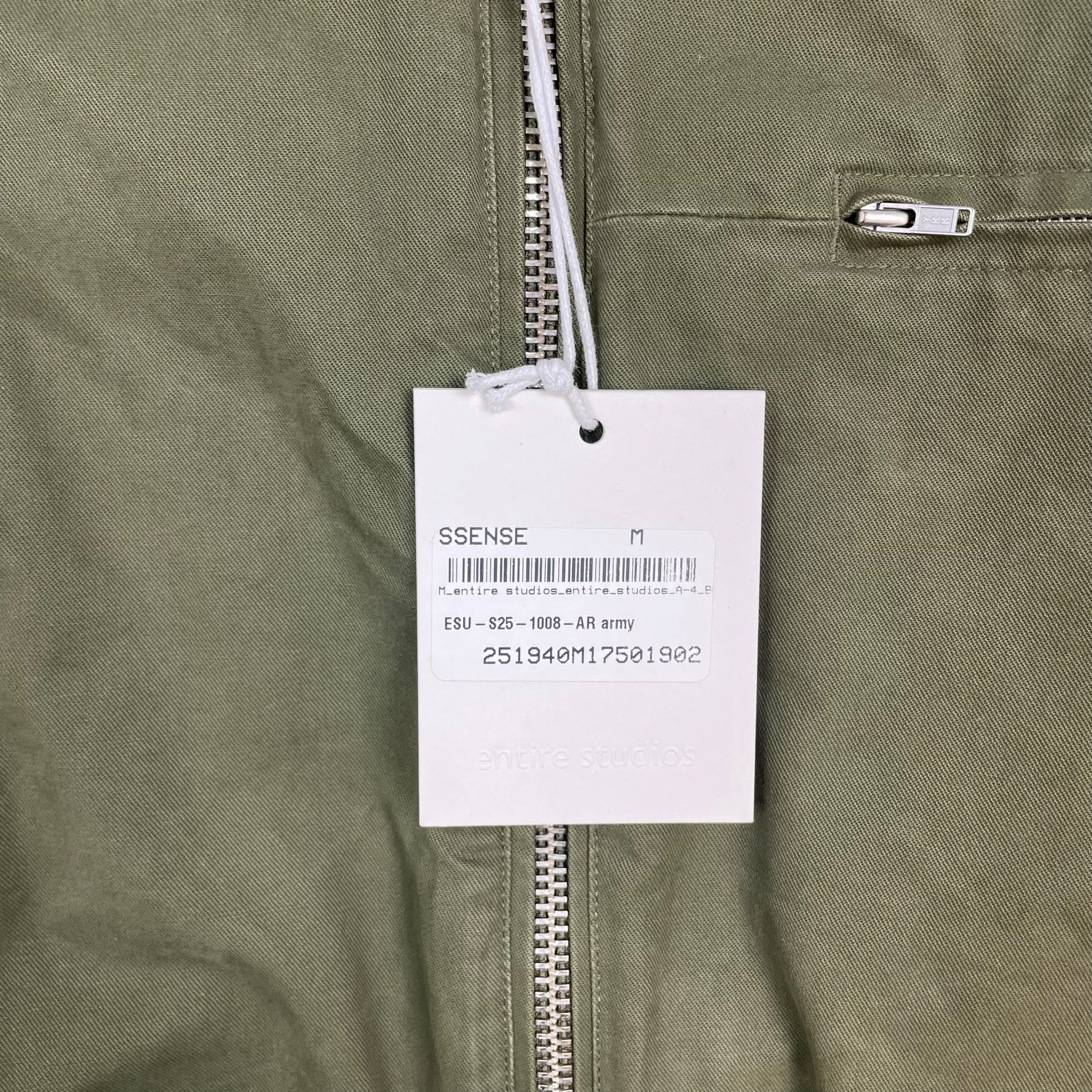 Entire Studios SS25 A-4 Bomber Jacket Khaki Green (Size M)